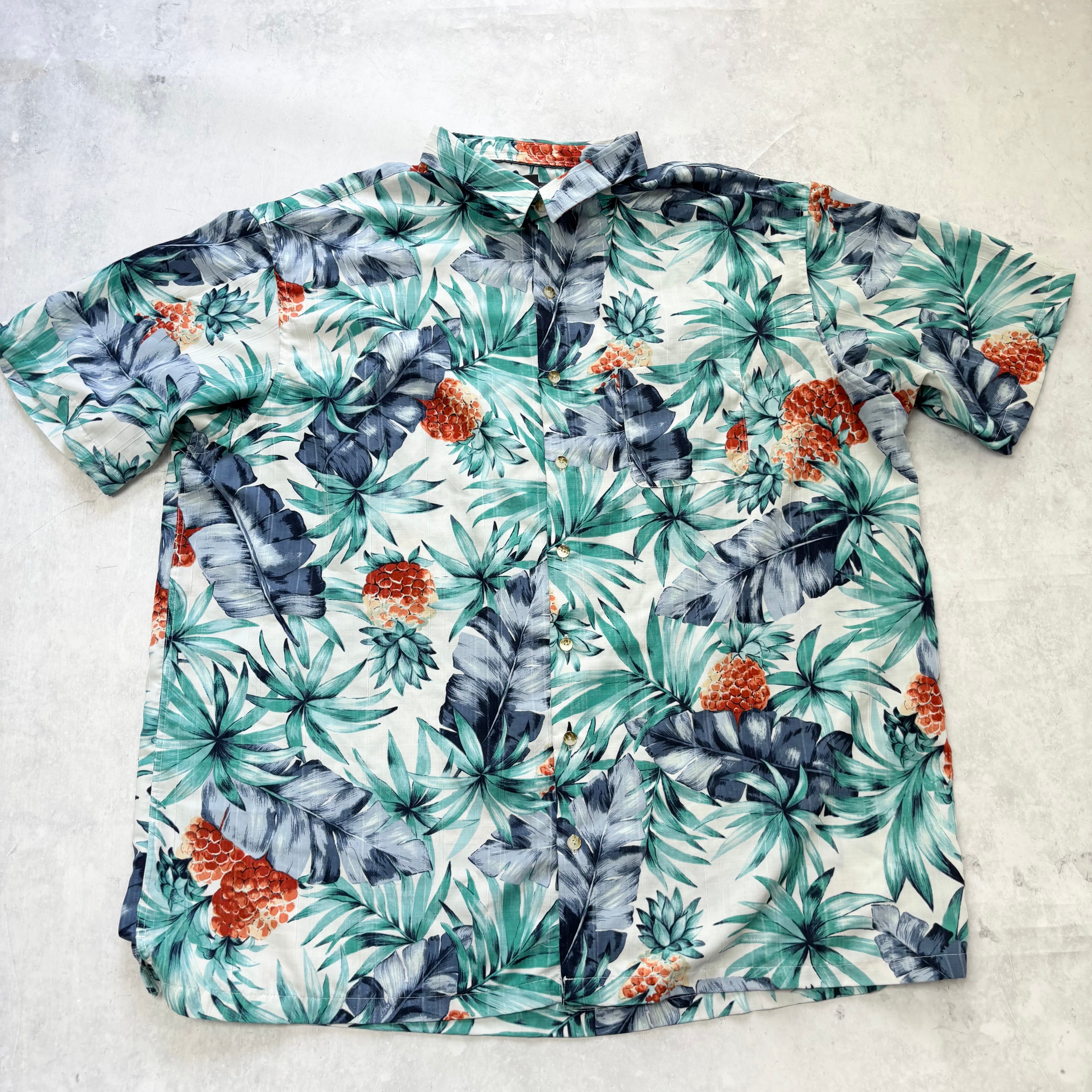 Hawaiian Shirt Mens 3XL Tall Blue Floral Aloha Short Sleeve Polyester (E)