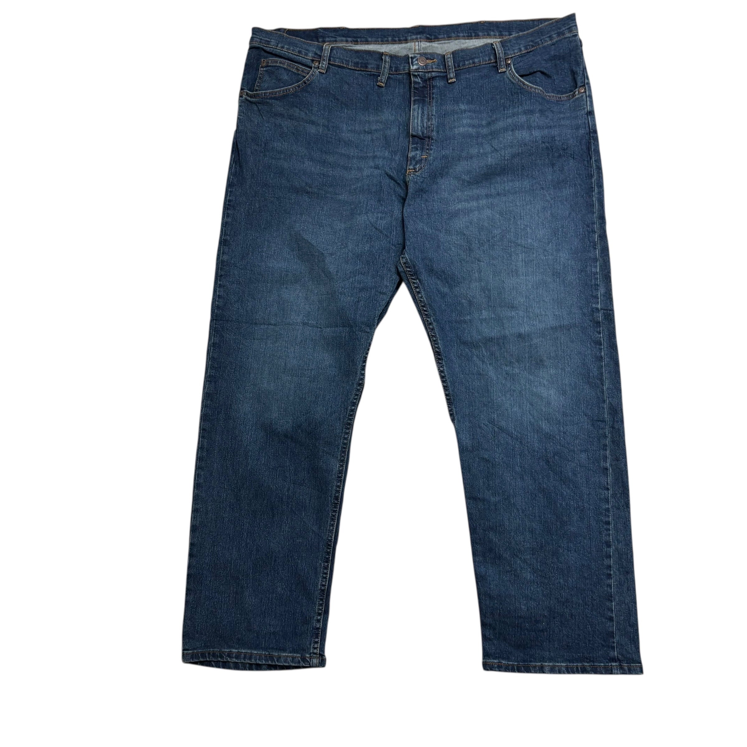 Wrangler Jeans W46 L30 Mens Dark Blue Relaxed Straight Fit Stretch Denim (E)