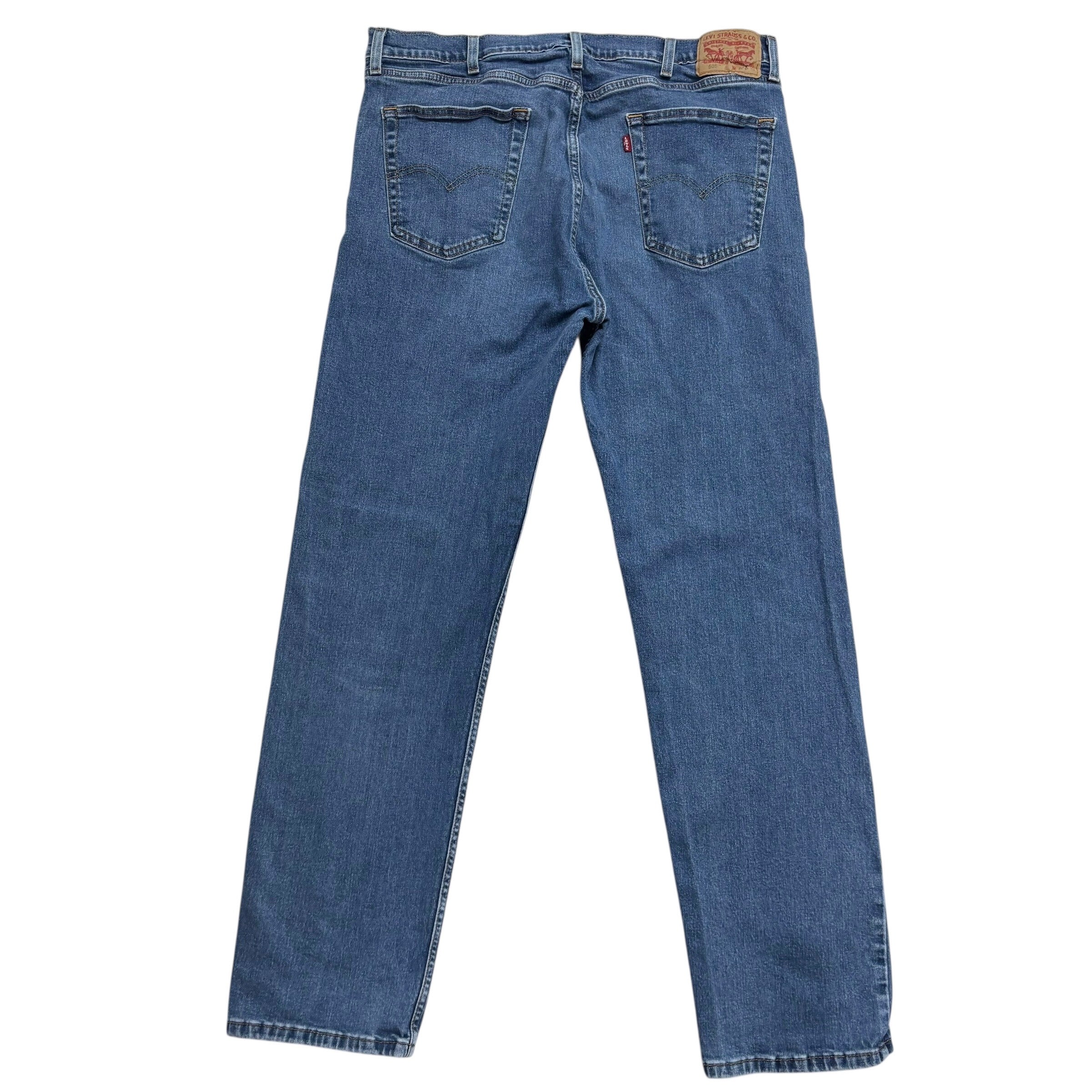 Levis 505 Jeans W38 L34 Mens Mid Blue Regular Straight Fit Stretch Denim (E)
