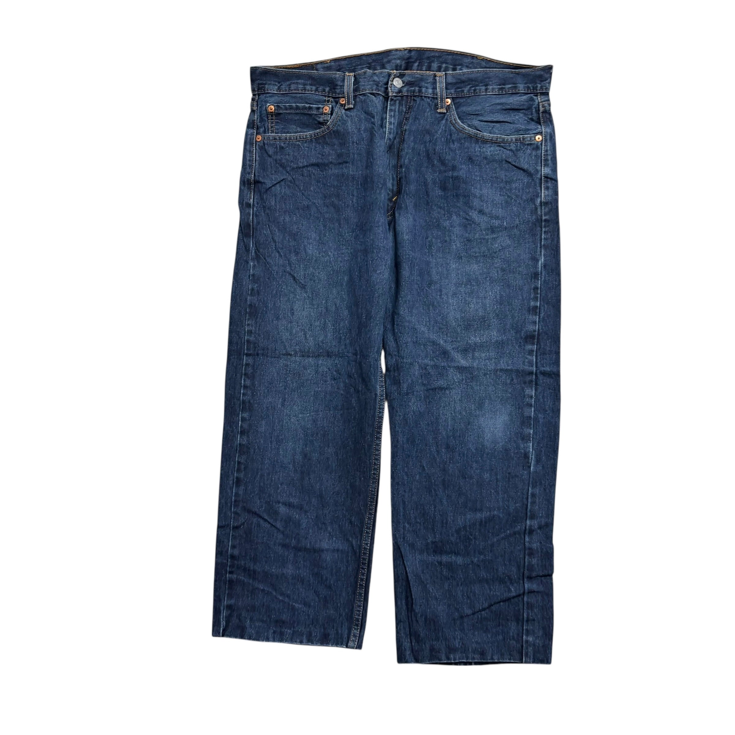 Levis 505 Jeans W38 L25 Mens Dark Blue Regular Straight Fit Denim (E)