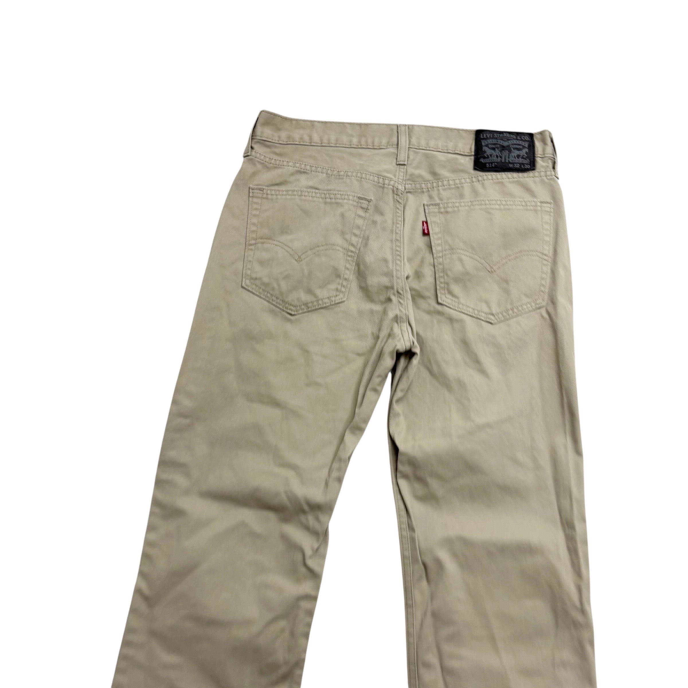 Levis 514 Trousers W32 L30 Mens Cream Regular Straight Fit Cotton Pants (E)