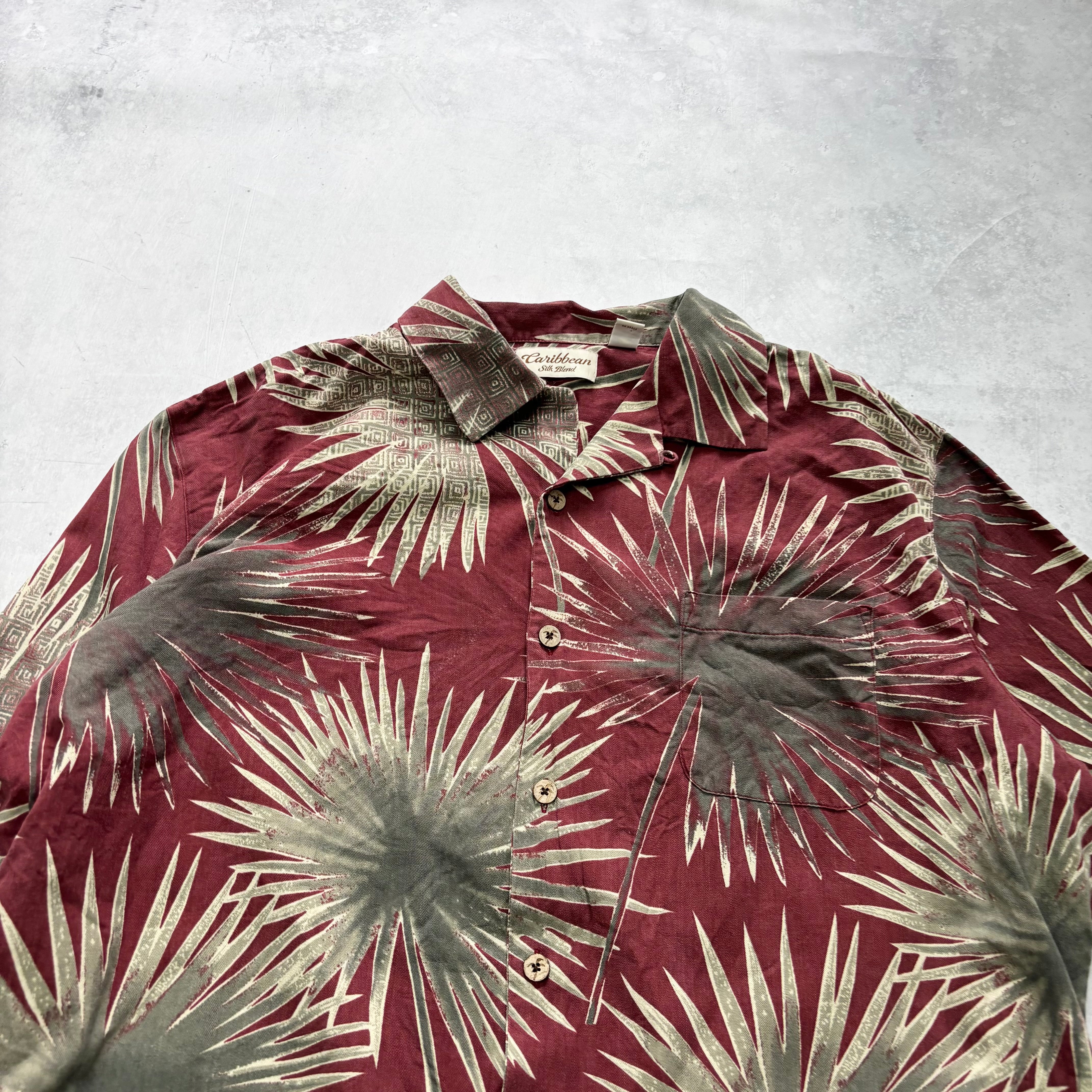 Vintage Hawaiian Shirt Mens XL Red Floral Aloha Short Sleeve Silk (E)