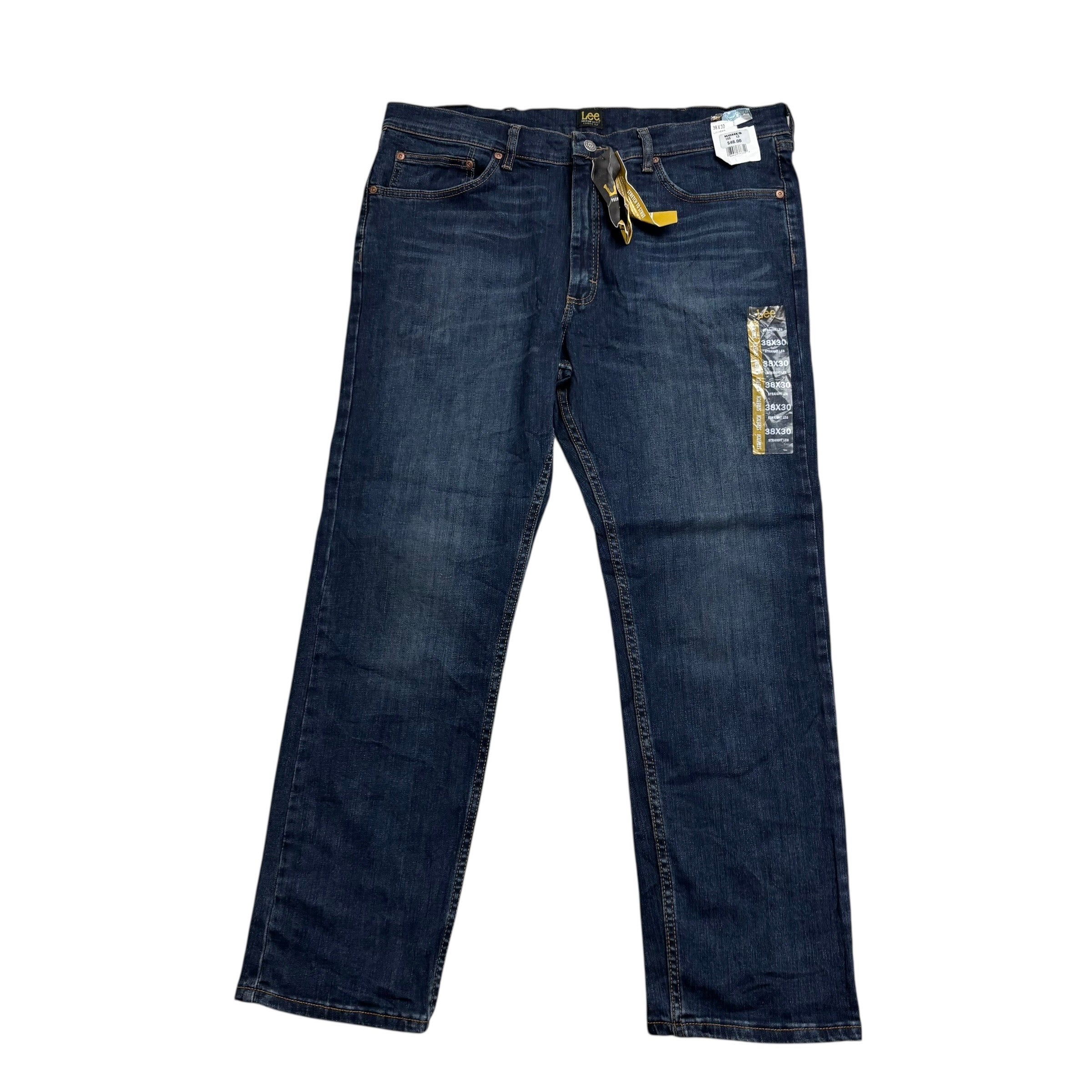Lee Jeans W38 L30 Mens Dark Blue Regular Straight Fit Stretch Denim (E)