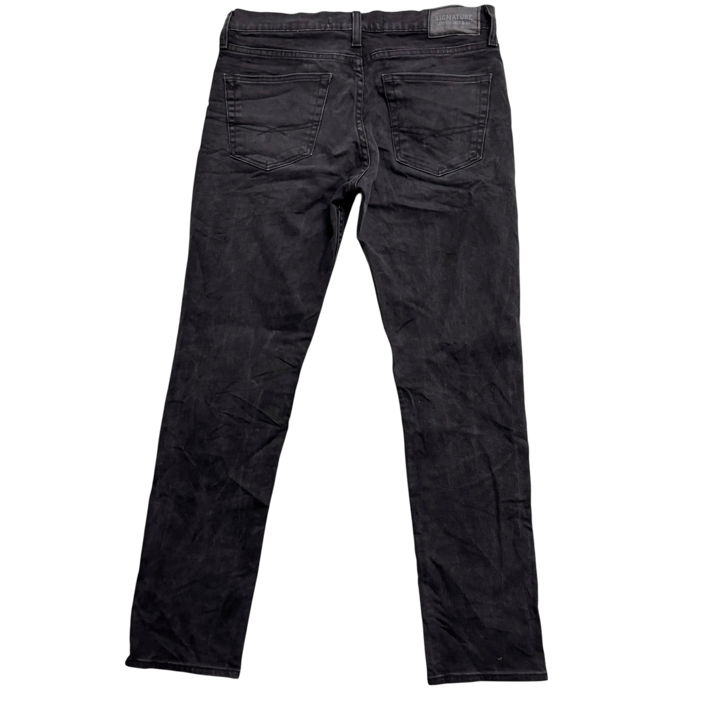 Levis Signature Jeans W32 L30 Mens Black Slim Fit Stretch Denim