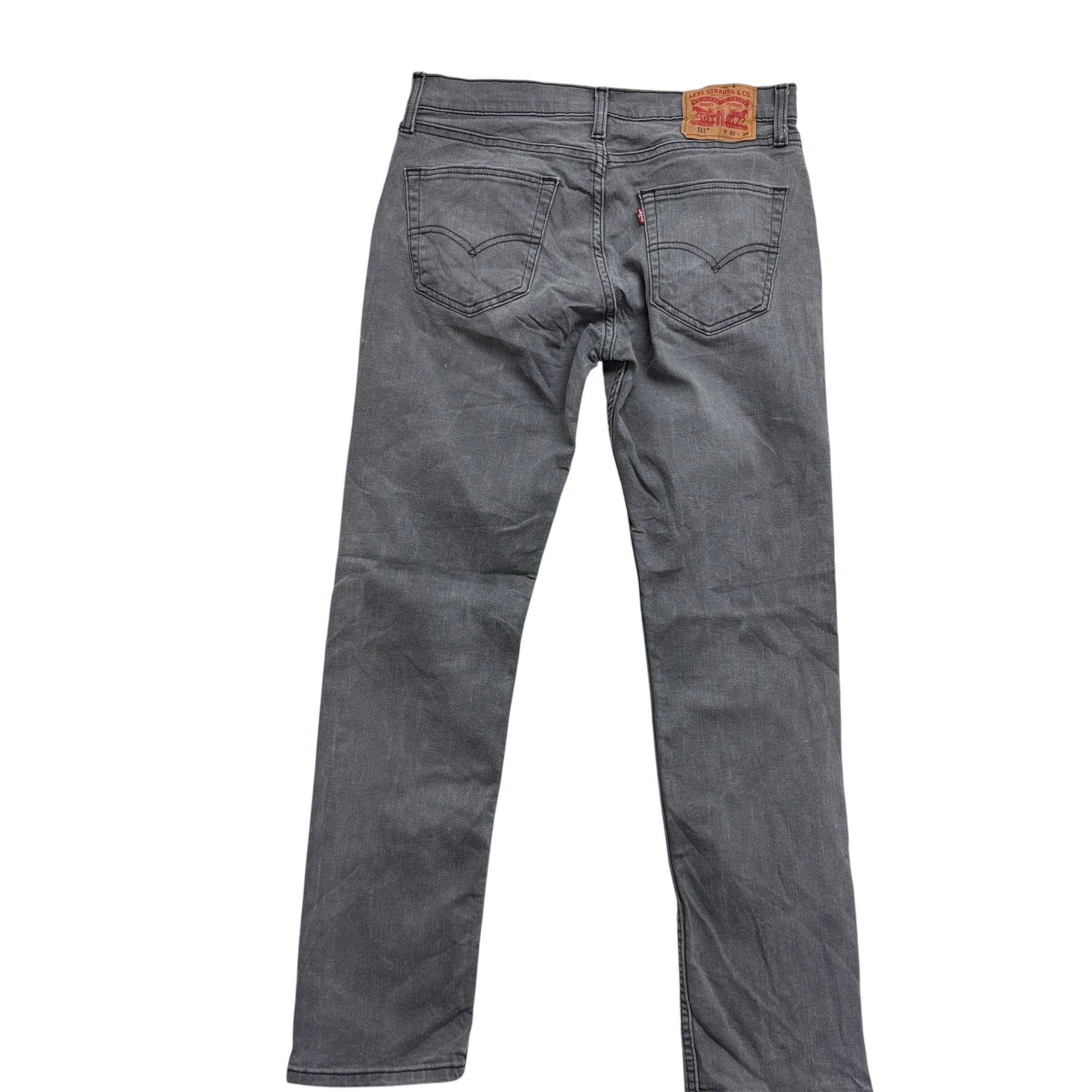 Levis 511 Jeans W32 L31 Mens Grey Slim Fit Stretch Denim