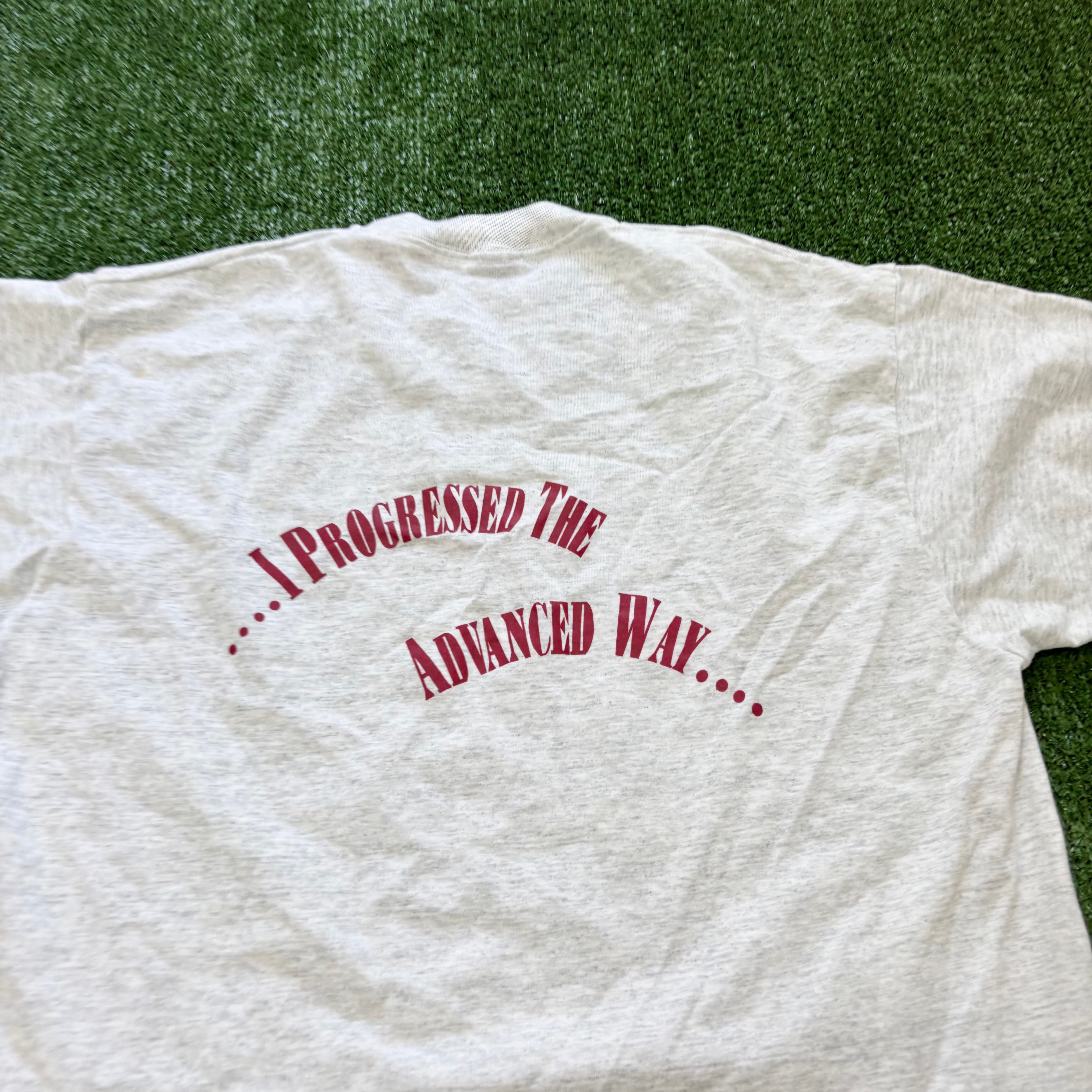 Vintage T Shirt Mens Large Grey Single Stitch Graphic Print 90s USA