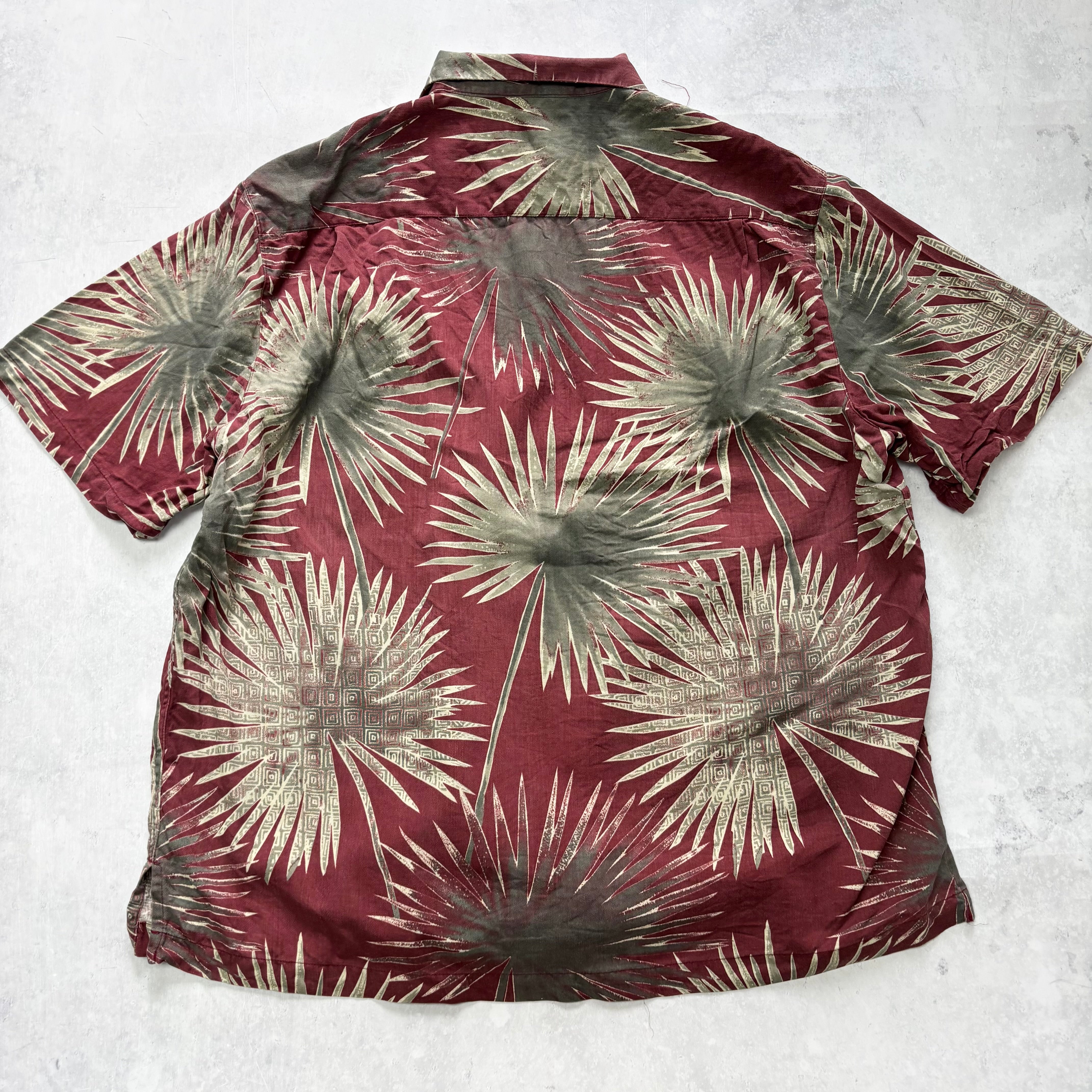 Vintage Hawaiian Shirt Mens XL Red Floral Aloha Short Sleeve Silk (E)
