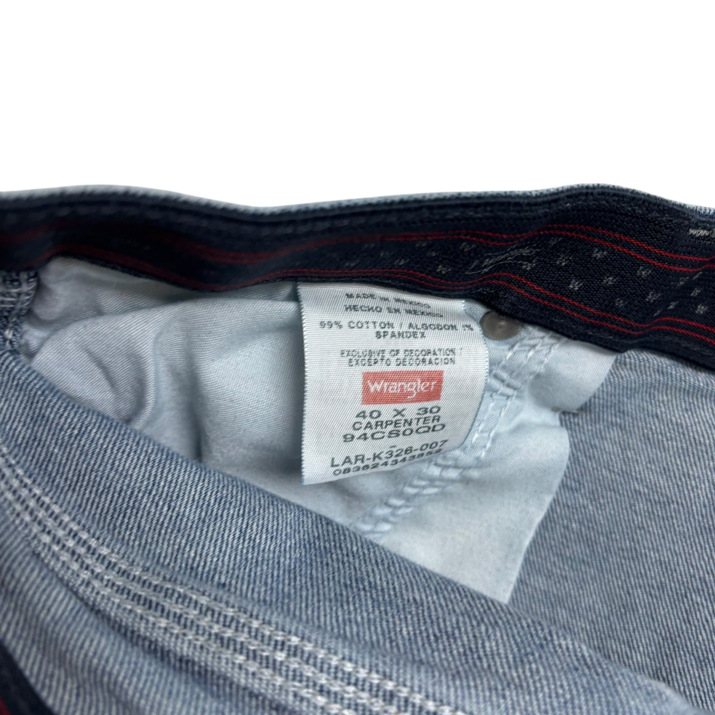 Wrangler Carpenter Jeans W40 L29 Mens Mid Blue Relaxed Straight Fit Stretch (F)