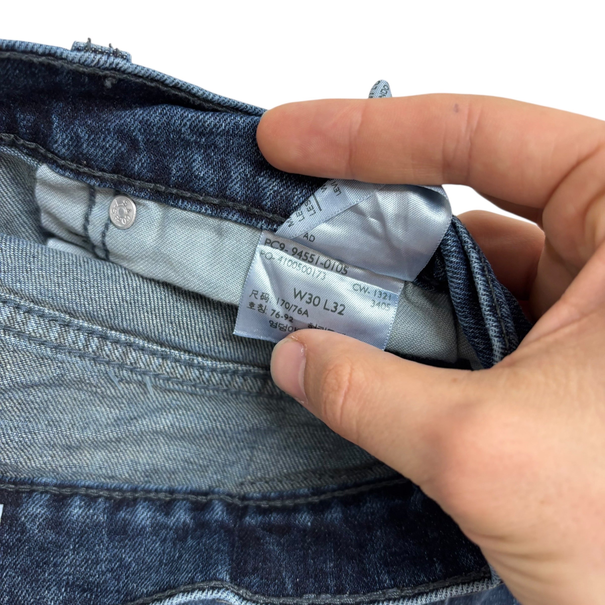 Levis Signature Jeans W30 L31 Mens Navy Blue Athletic Taper Stretch Denim (E)