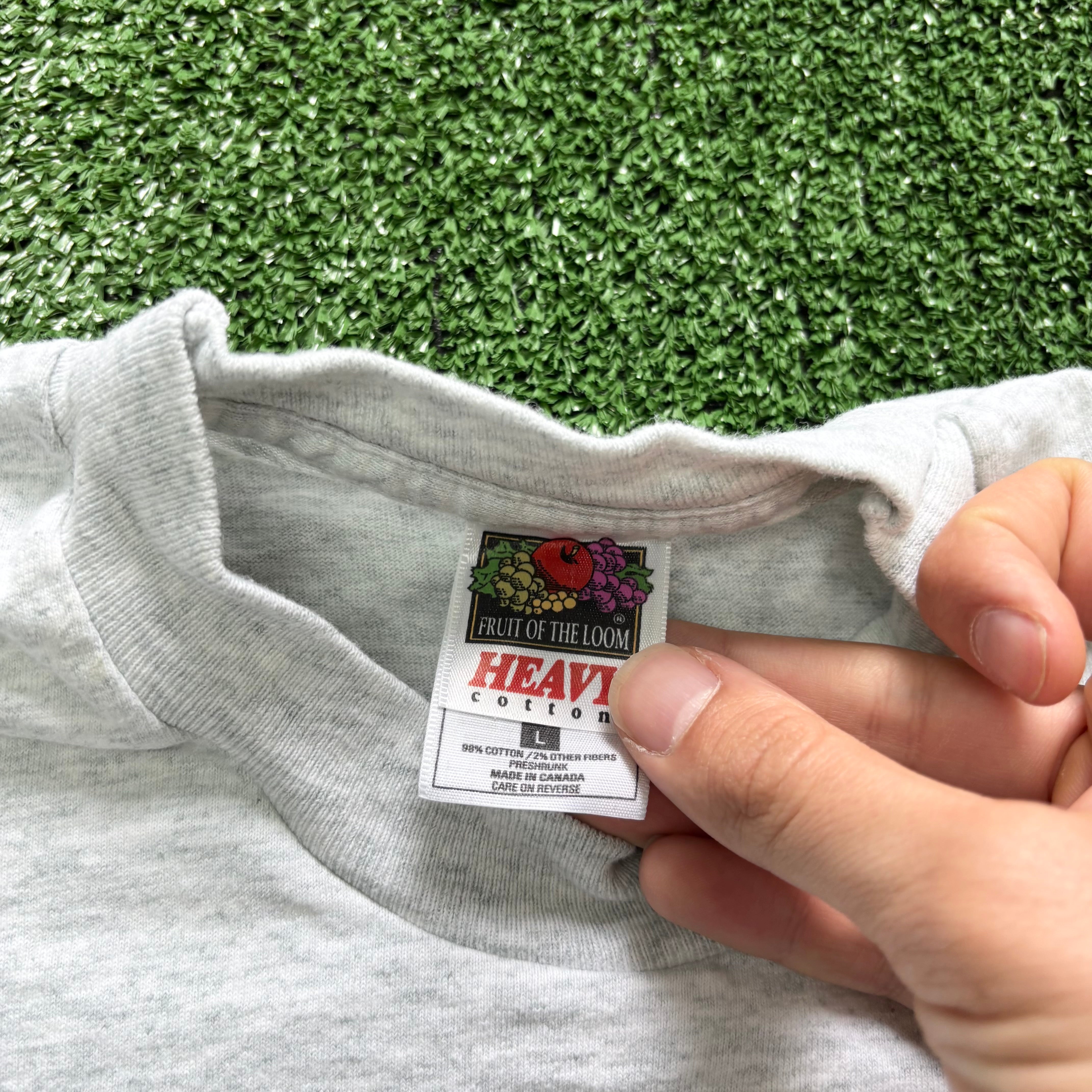 Vintage T Shirt Mens Medium Grey Single Stitch Graphic Print 90s USA (E)