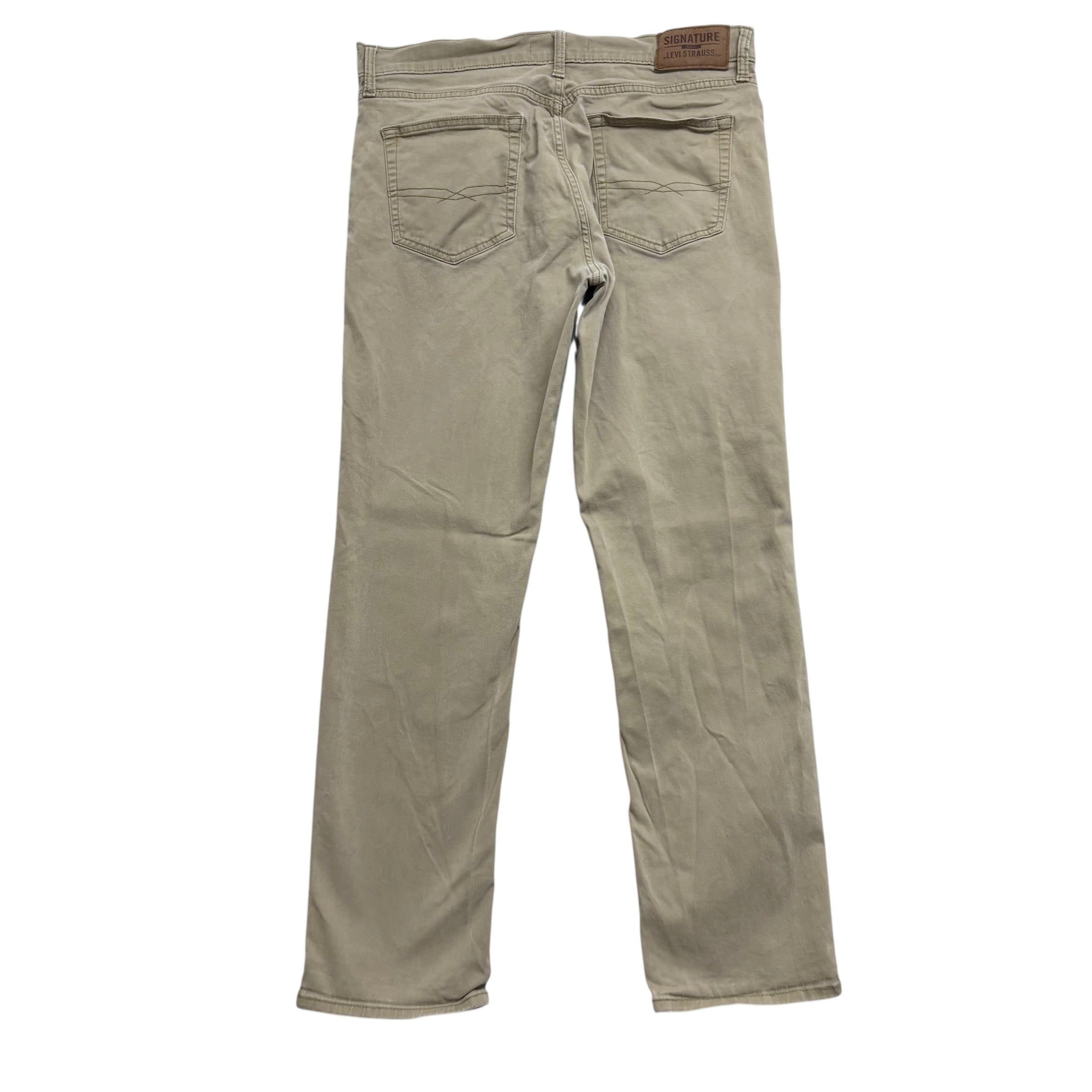 Levis Signature Trousers W34 L31 Mens Beige Tapered Fit Stretch Pants