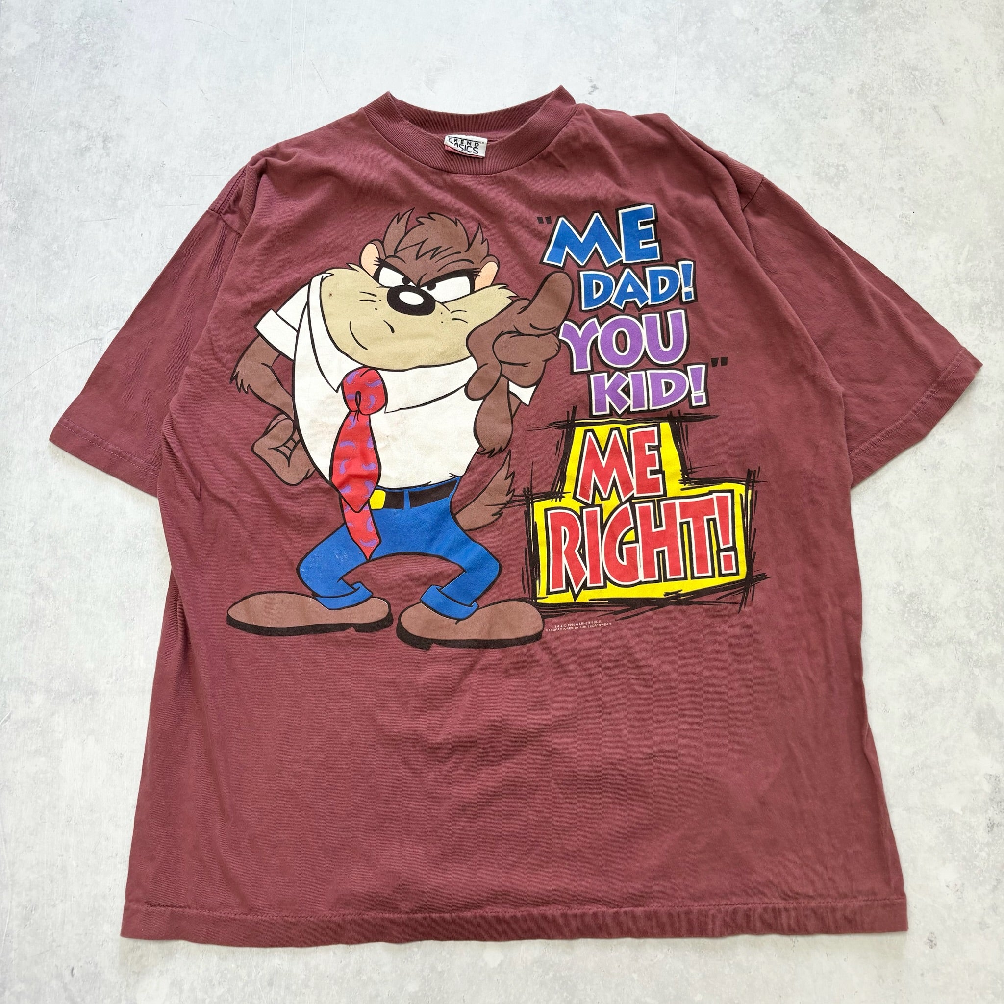 Vintage T Shirt Mens XL Burgundy Red Single Stitch Graphic Print Looney Tunes