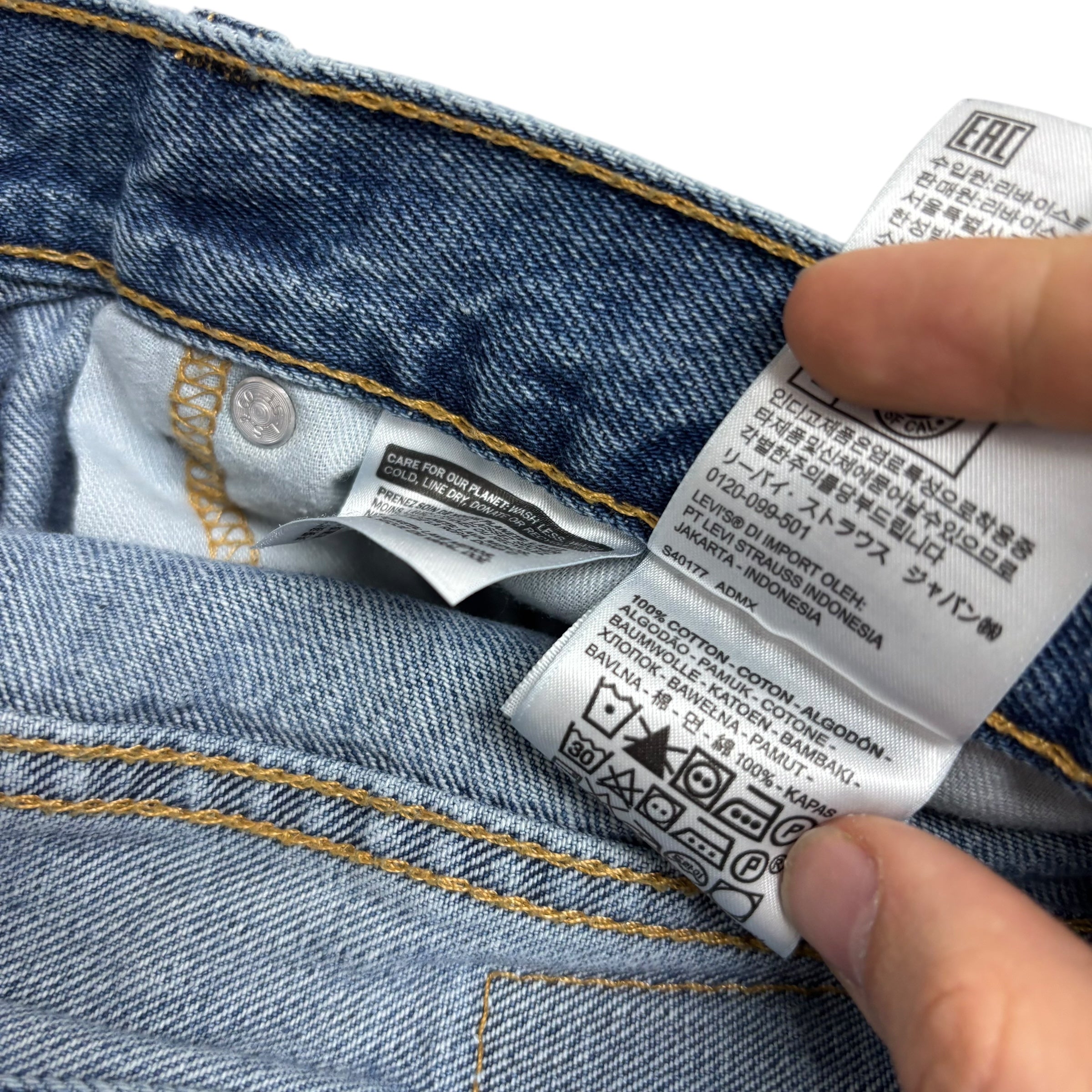 Levis 505 Jeans W32 L32 Mens Light Blue Regular Straight Fit Denim (F)