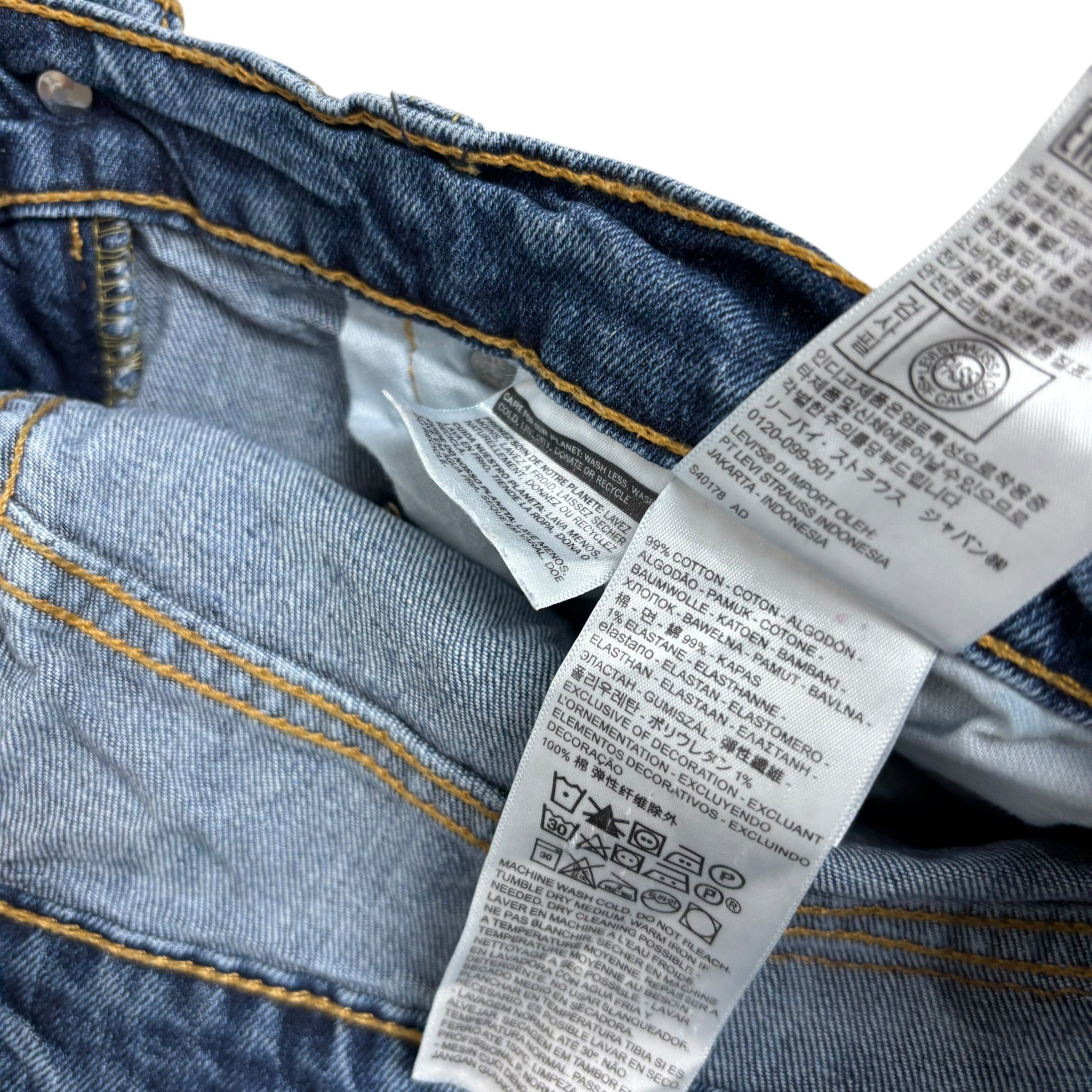 Levis 505 Jeans W36 L31 Mens Mid Blue Regular Straight Fit Stretch Denim (E)