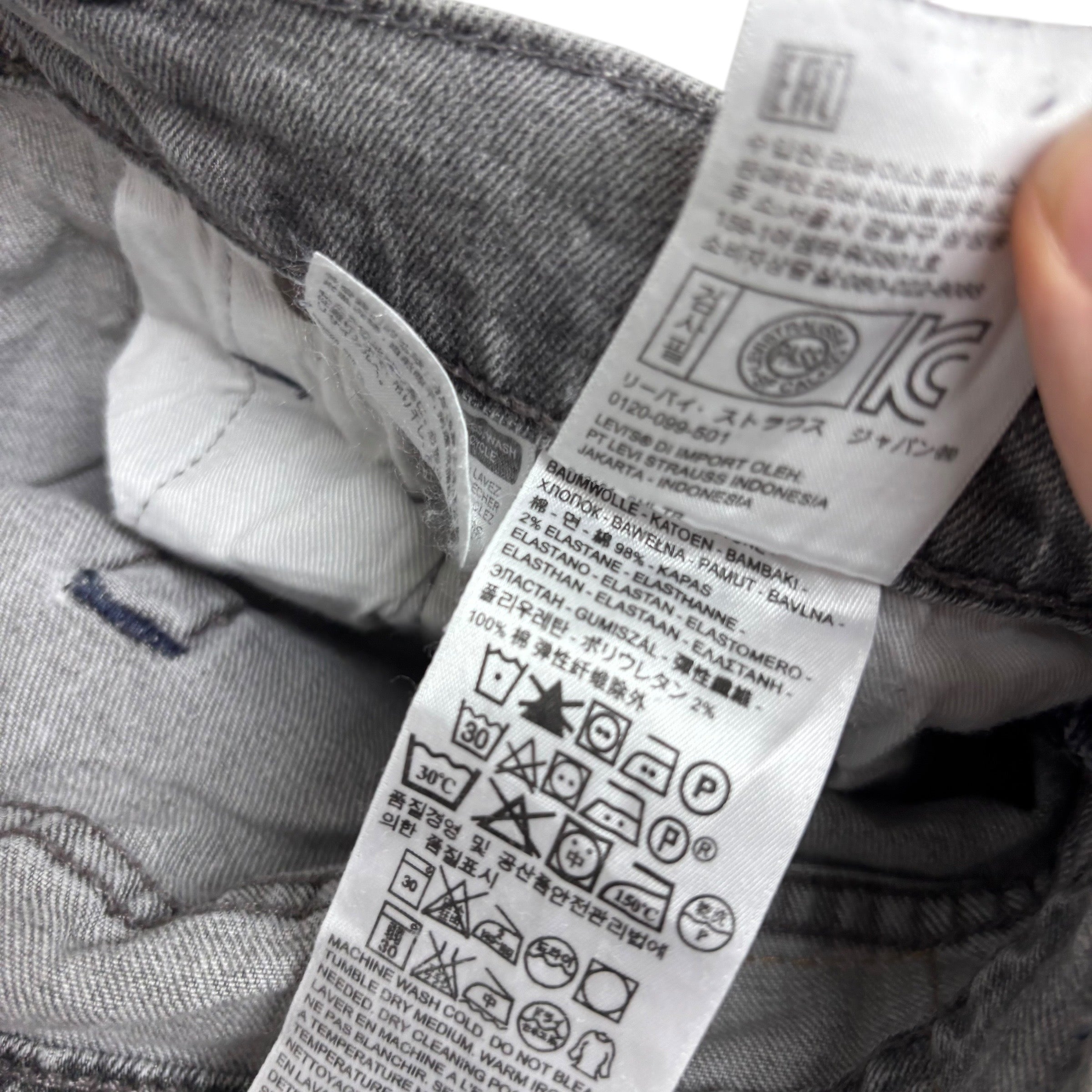 Levis 541 Jeans W34 L30 Mens Grey Athletic Tapered Fit Stretch Denim (E)