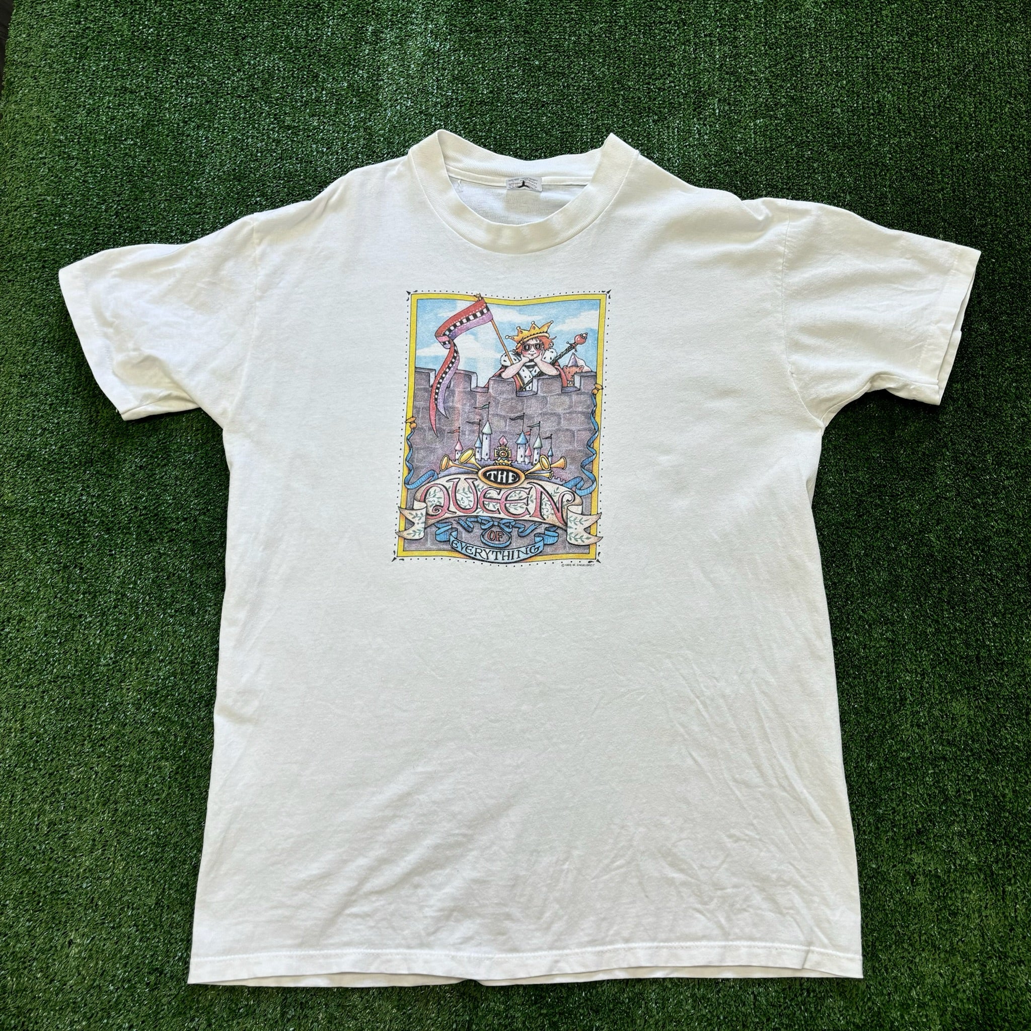 Vintage T Shirt Mens Medium White Single Stitch Graphic Print 90s USA