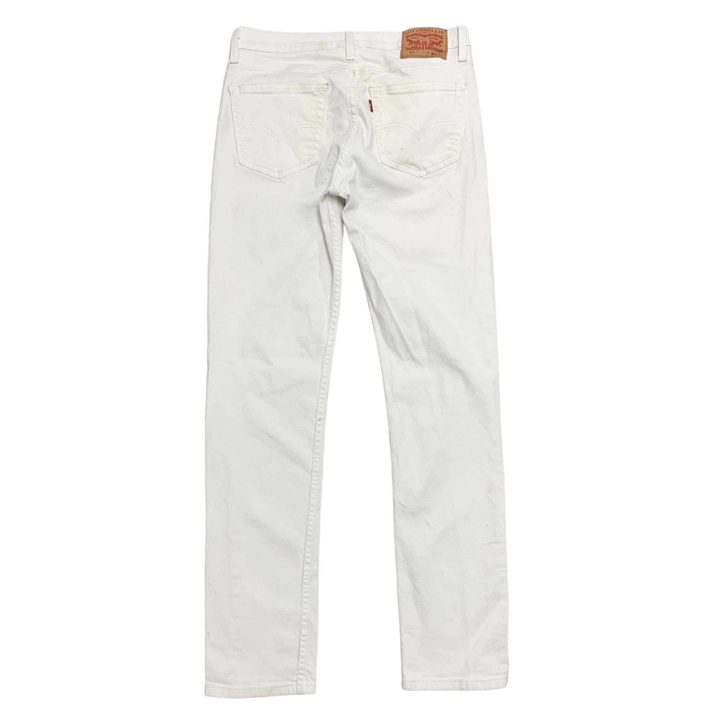 Levis 511 Jeans W32 L33 Mens White Slim Fit Stretch Denim