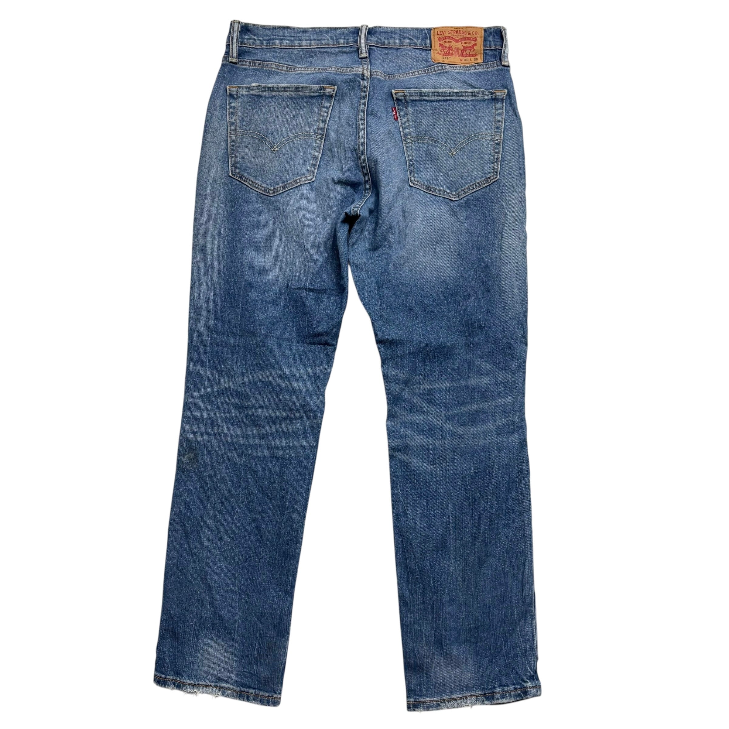 Levis 541 Jeans W32 L30 Mens Mid Blue Athletic Tapered Fit Stretch Denim