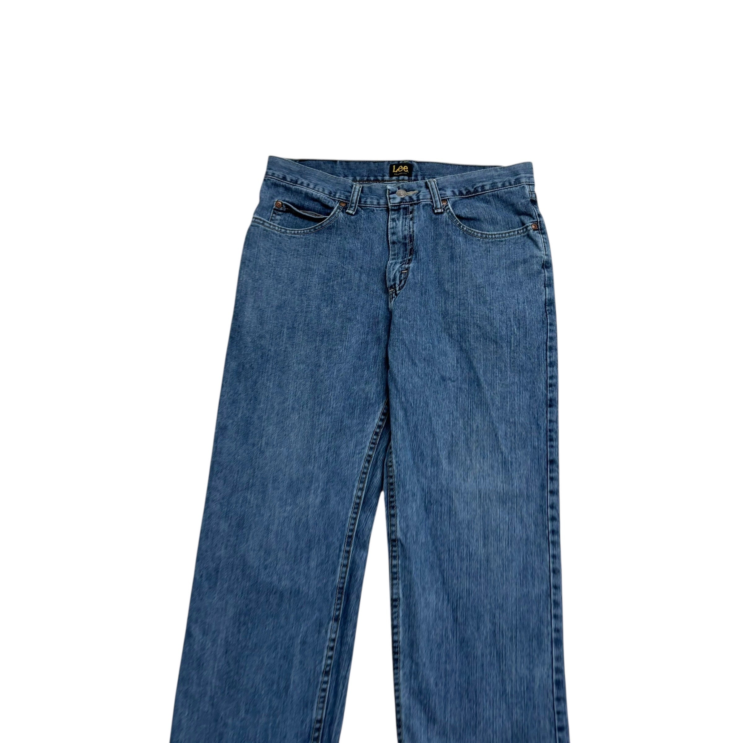 Lee Jeans W33 L32 Mens Mid Blue Baggy Relaxed Straight Fit Denim