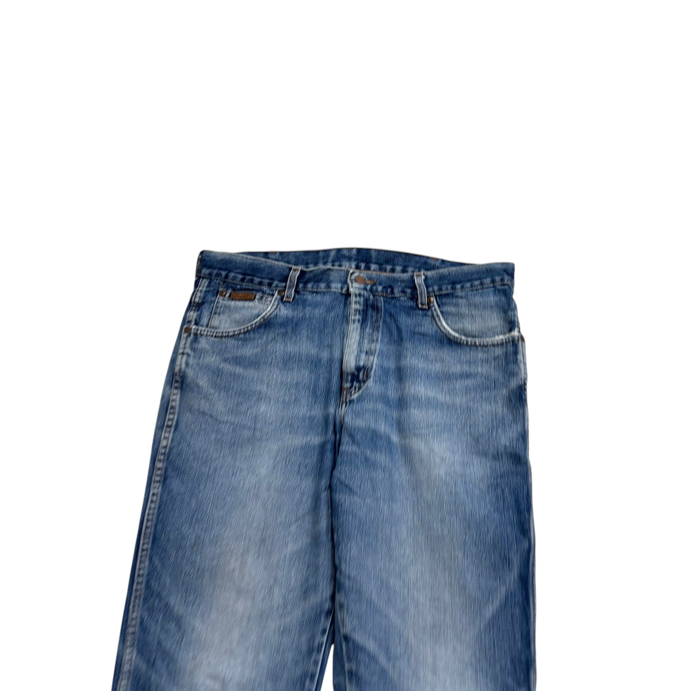 Wrangler Texas Jeans W36 L32 Mens Mid Blue Regular Straight Fit Denim (F)