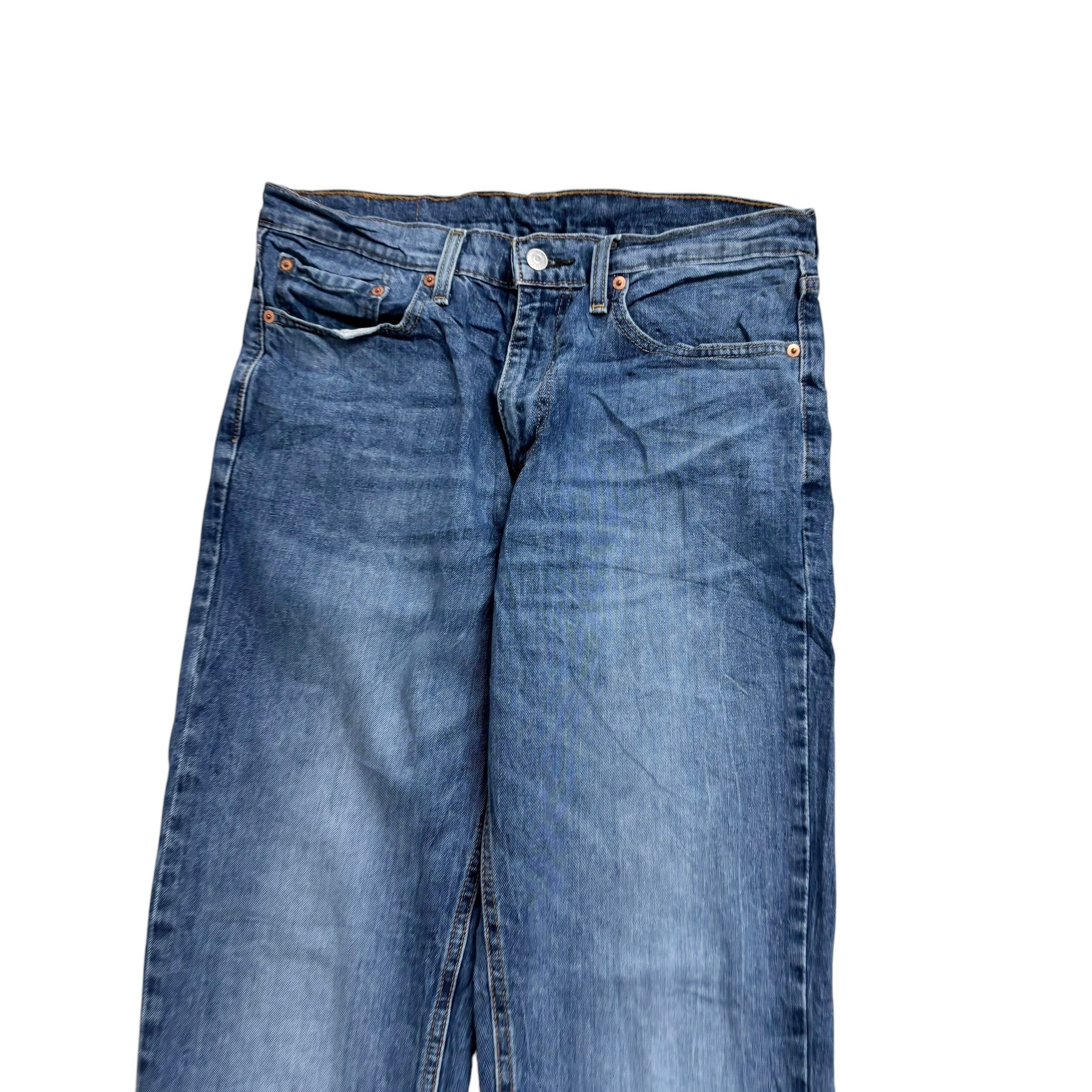 Levis 541 Jeans W32 L36 Mens Mid Blue Athletic Tapered Fit Stretch Denim (E)