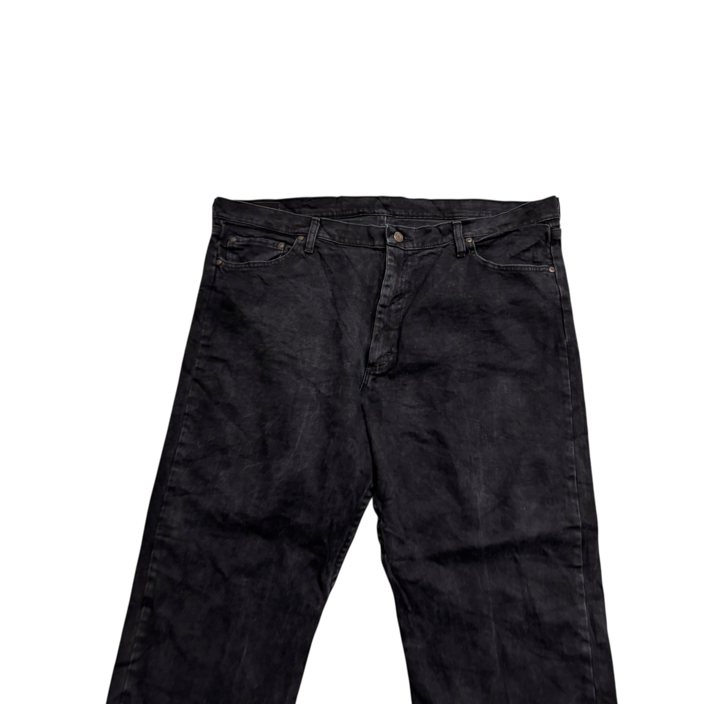 Wrangler Jeans W42 L30 Mens Black Relaxed Straight Fit Stretch Denim (E)