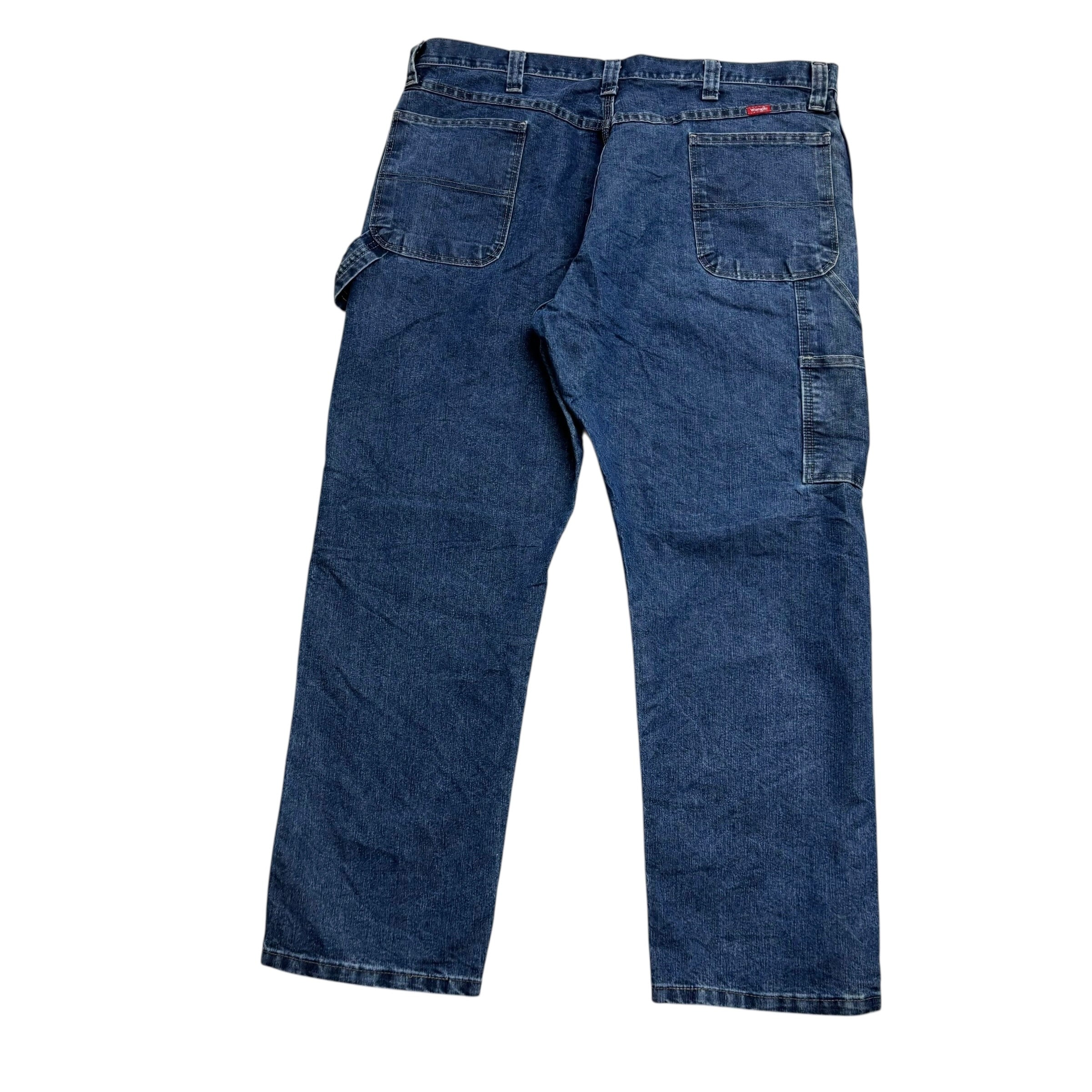 Wrangler Carpenter Jeans W40 L30 Mens Mid Blue Relaxed Straight Fit Denim (E)