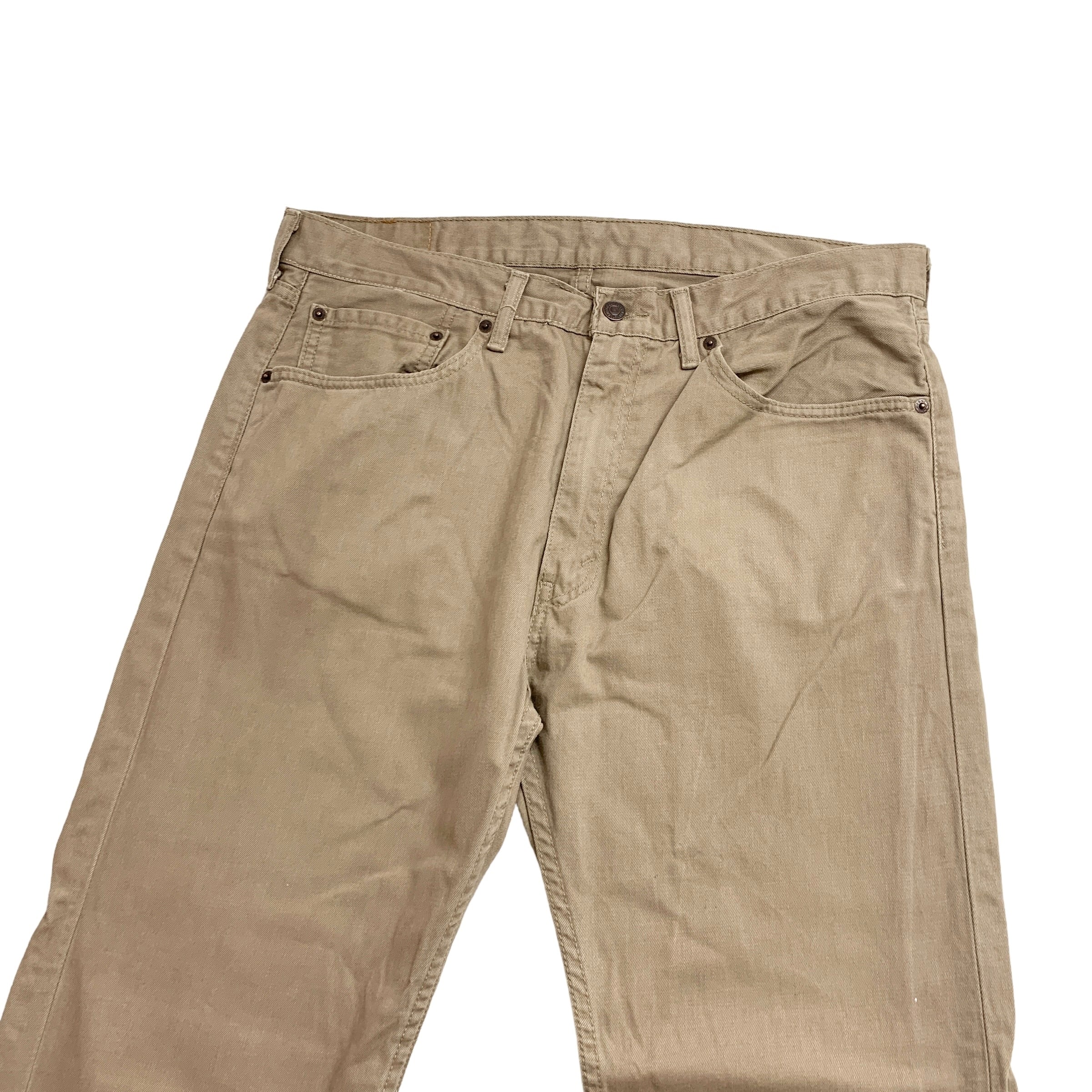 Levis 505 Trousers W36 L30 Mens Beige Tan Regular Straight Fit Cotton Pants