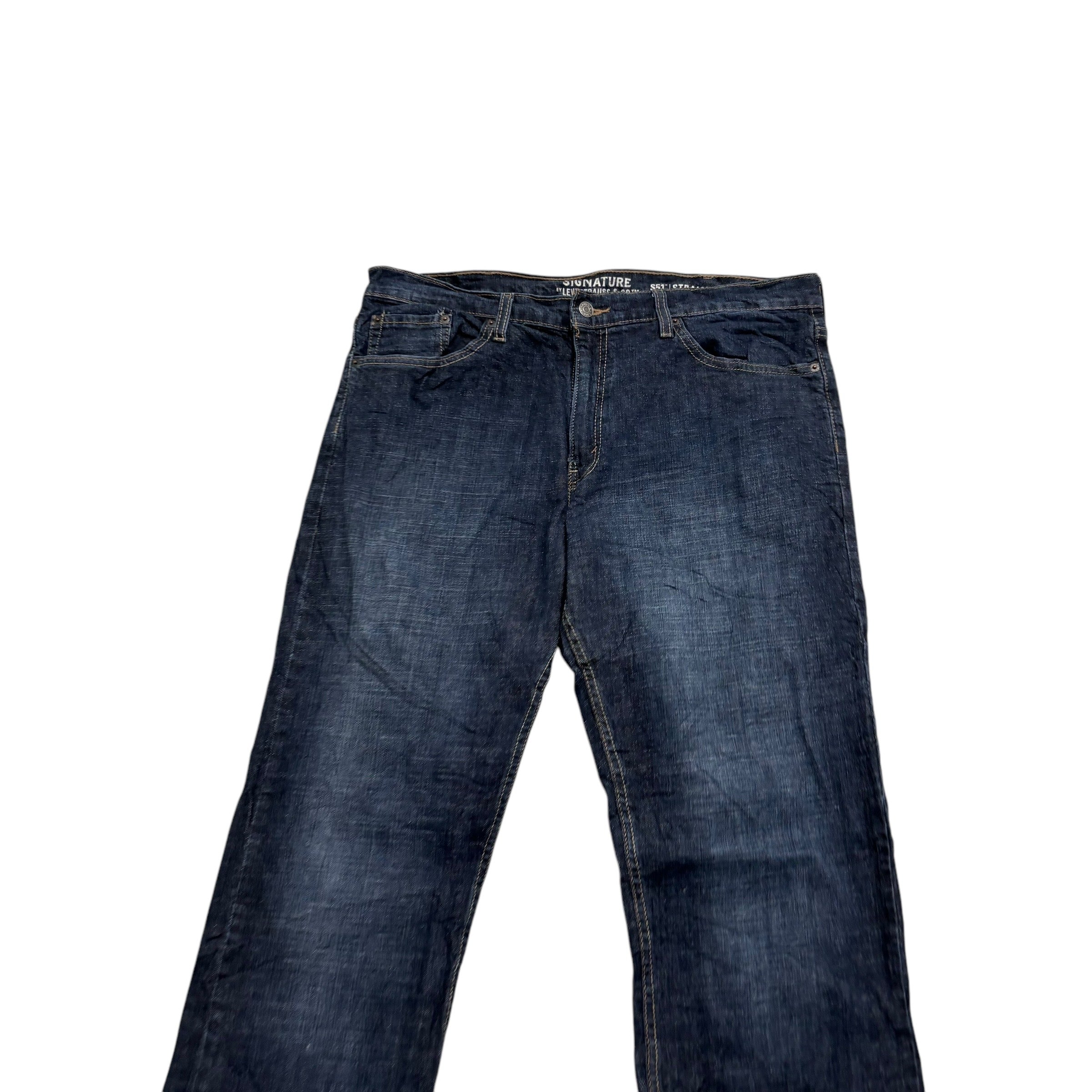 Levis Signature Jeans W38 L34 Mens Dark Blue Regular Straight Fit Stretch (E)
