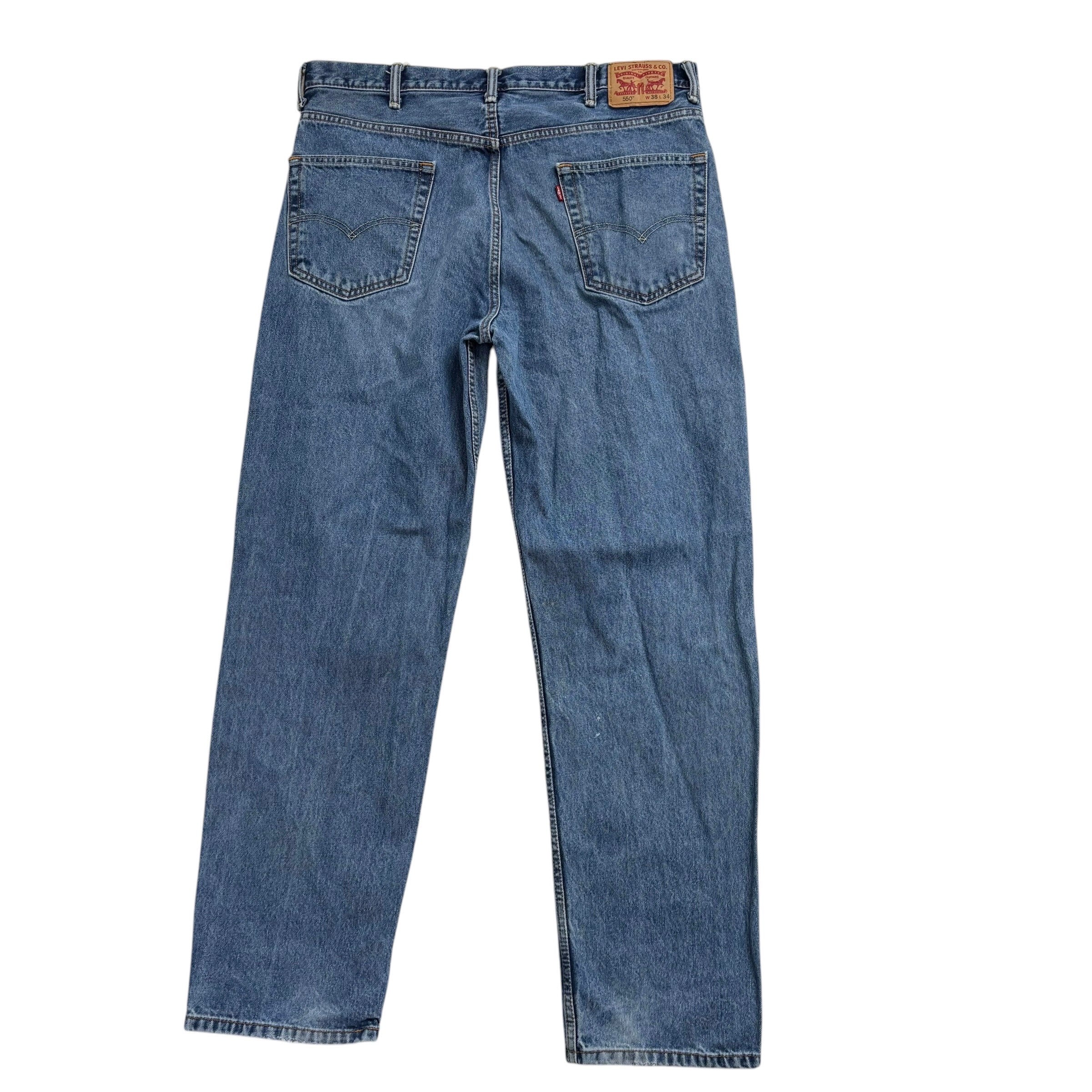 Levis 550 Jeans W38 L34 Mens Mid Blue Baggy Relaxed Straight Fit Denim (F)