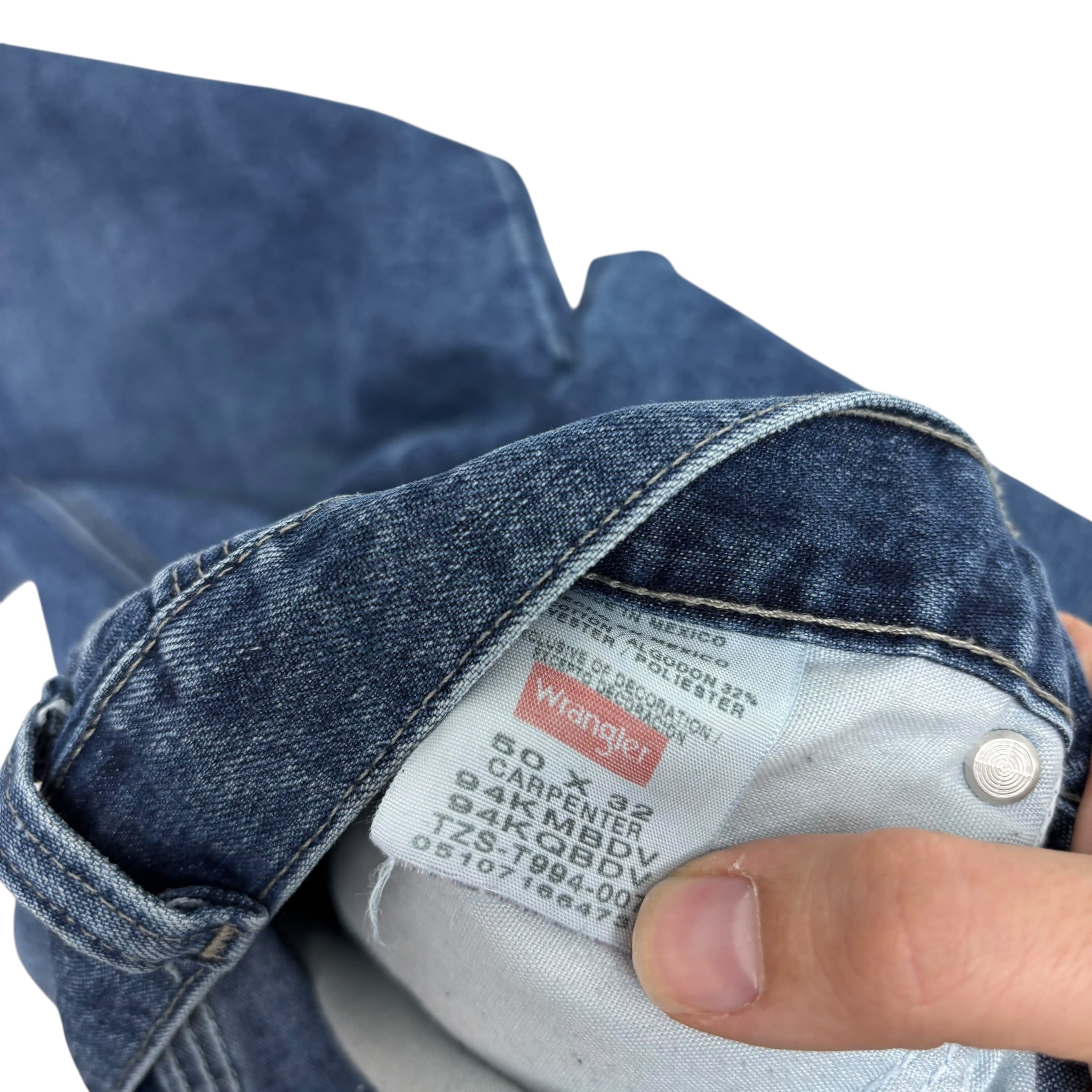 Wrangler Carpenter Jeans W50 L32 Mens Mid Blue Relaxed Straight Fit Denim