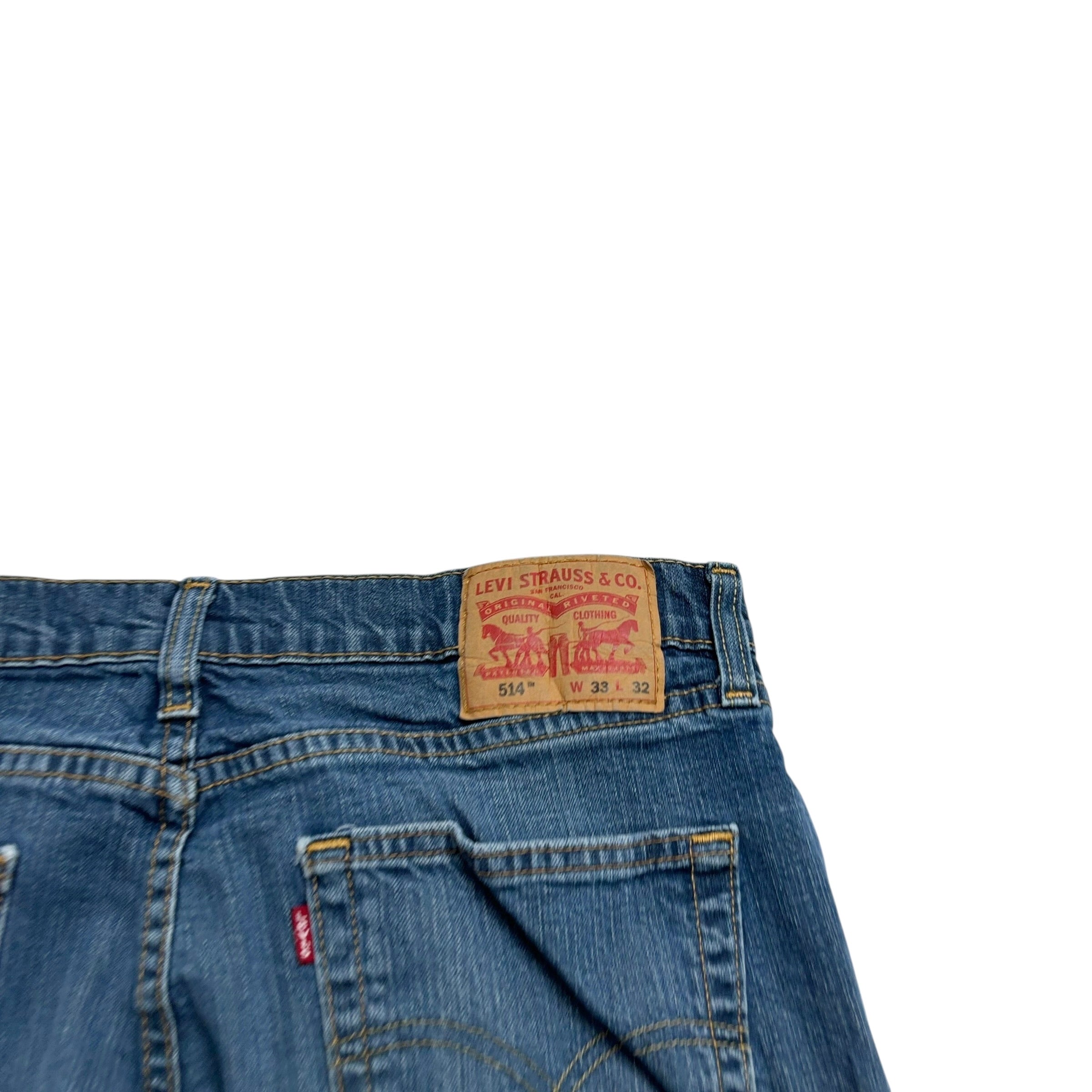 Levis 514 Jeans W33 L31 Mens Dark Blue Regular Straight Fit Stretch Denim (F)