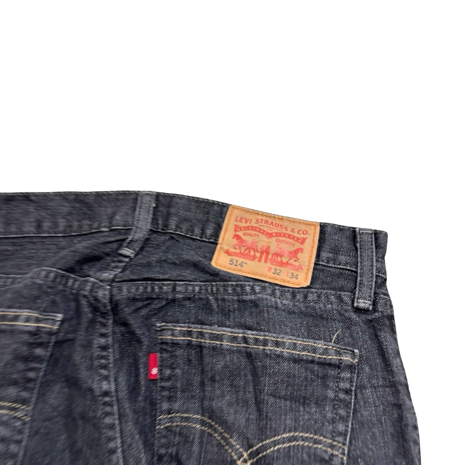 Levis 514 Jeans W32 L34 Mens Black Regular Straight Fit Denim (E)