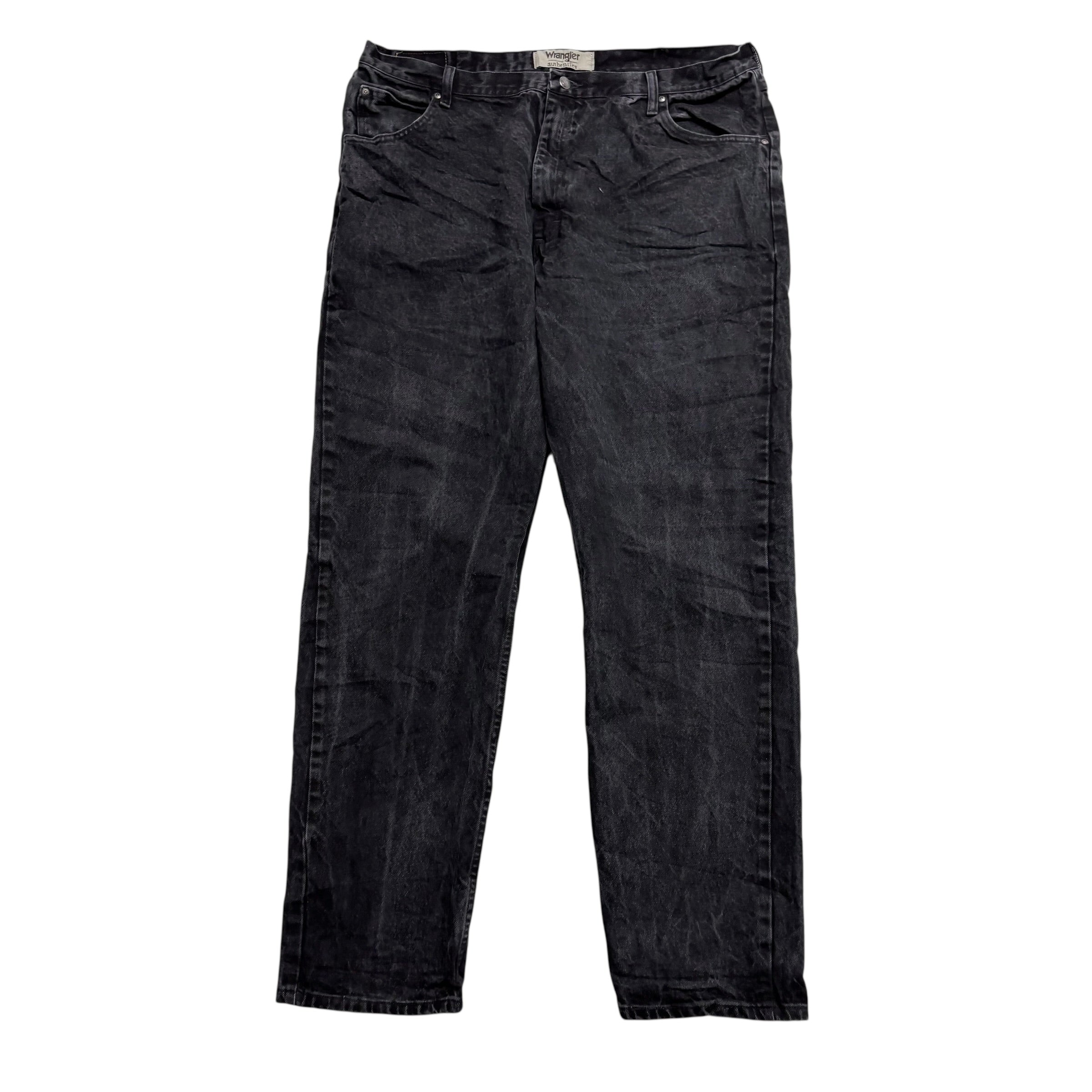 Wrangler Jeans W40 L34 Mens Black Relaxed Straight Fit Denim (E)
