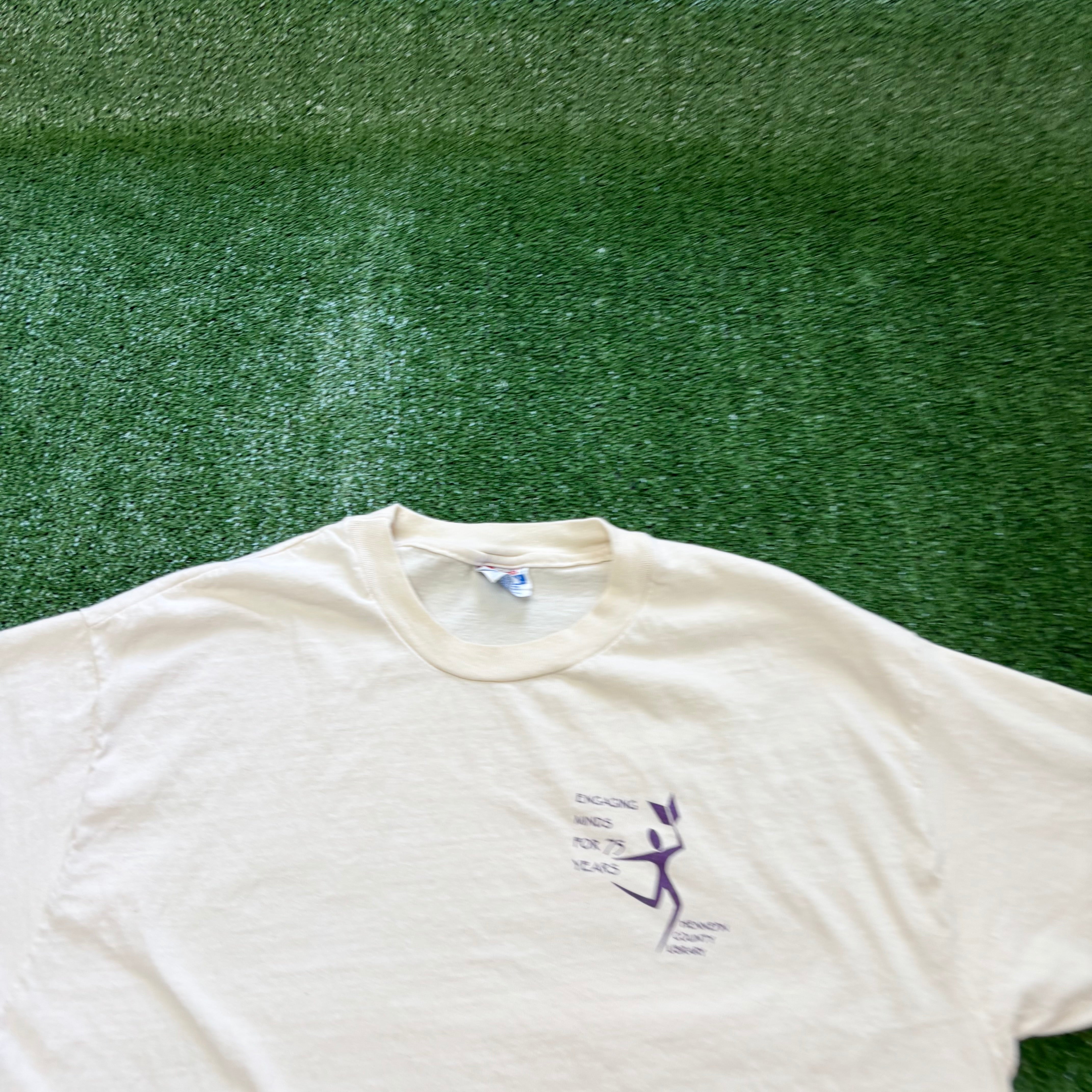 Vintage T Shirt Mens XL Cream Single Stitch Graphic Print 90s USA (E)