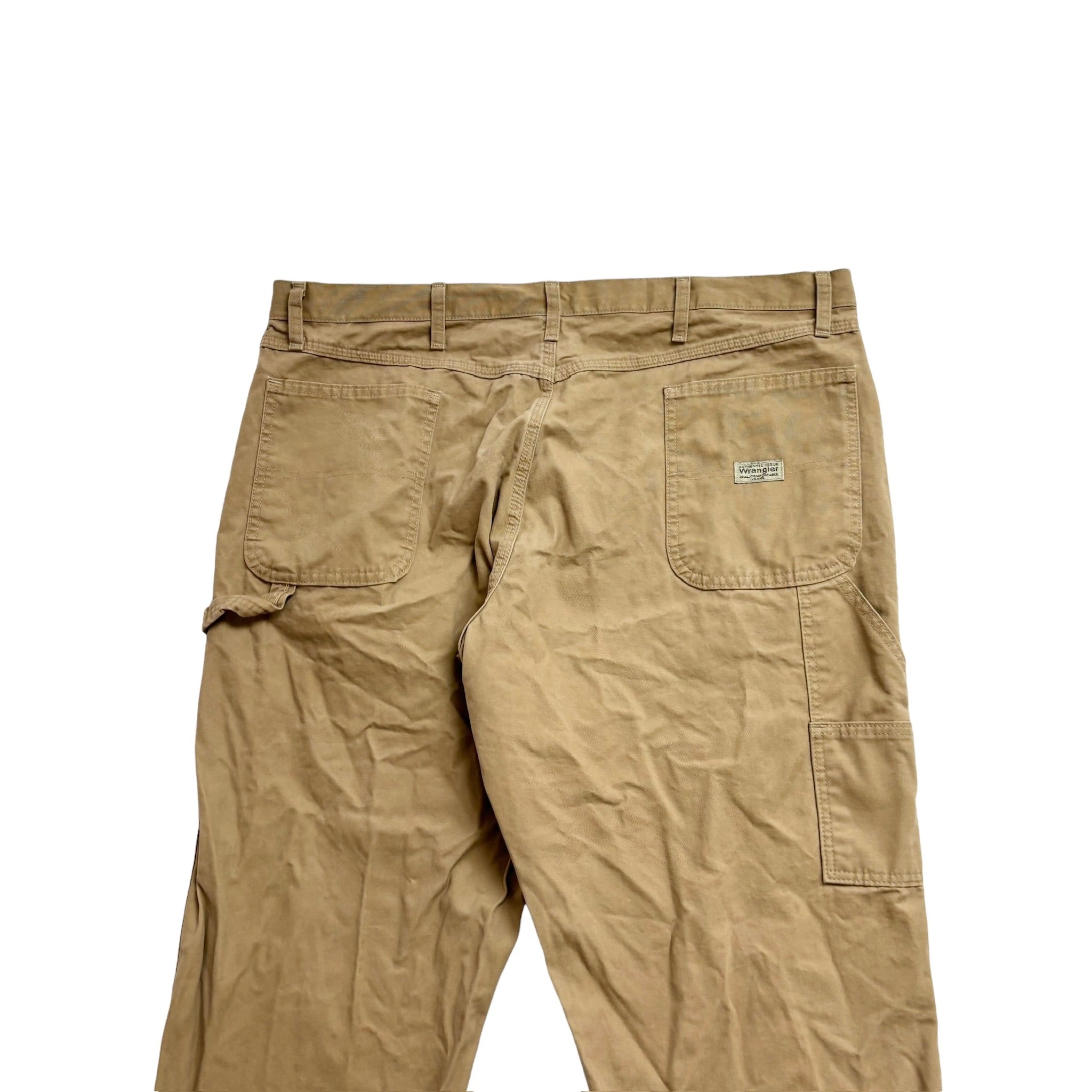 Wrangler Carpenter Pants W42 L30 Mens Tan Beige Baggy Relaxed Straight Fit