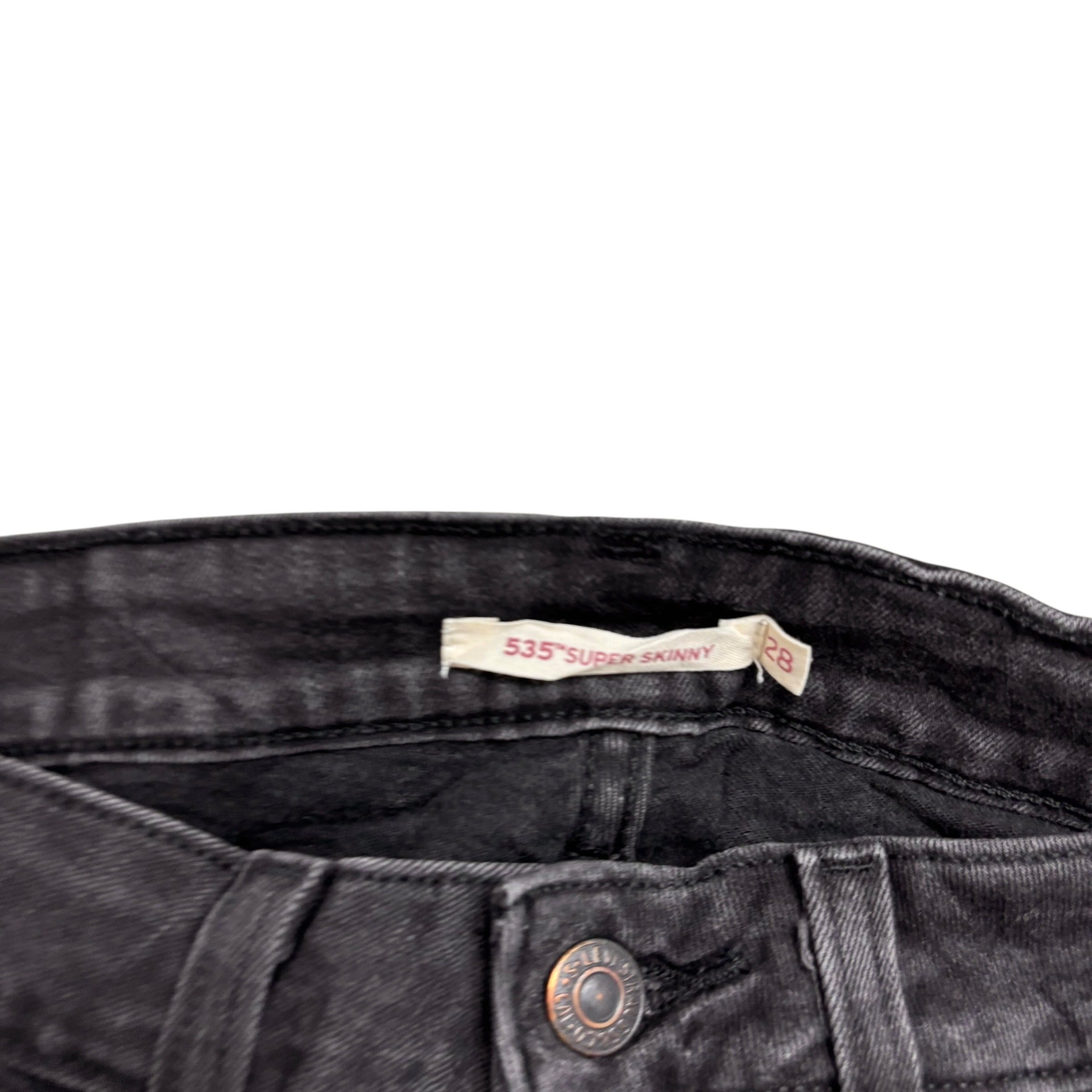 Levis 535 Jeans W28 L30 Womens Super Skinny Fit Black Stretch Denim