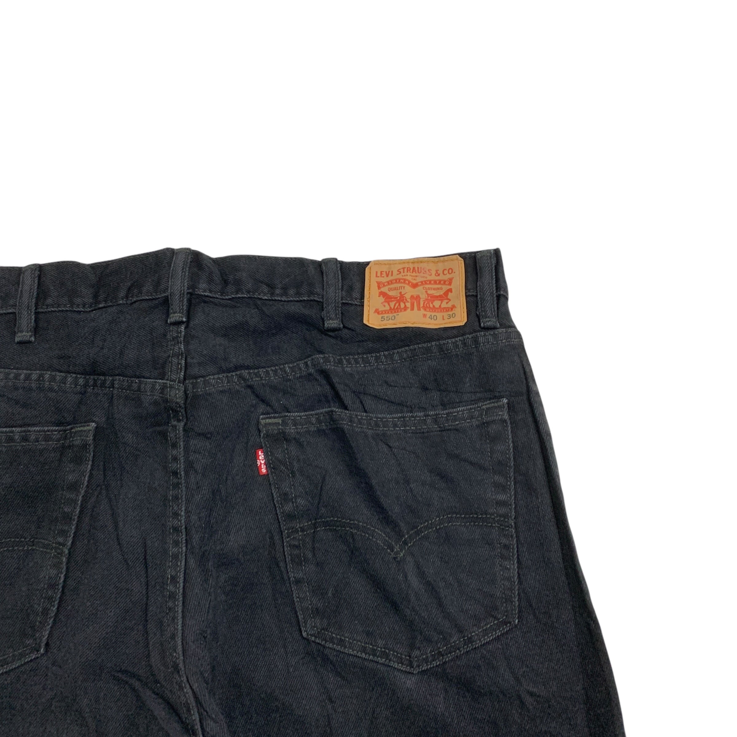 Levis 550 Jeans W40 L30 Mens Black Baggy Relaxed Straight Fit Denim