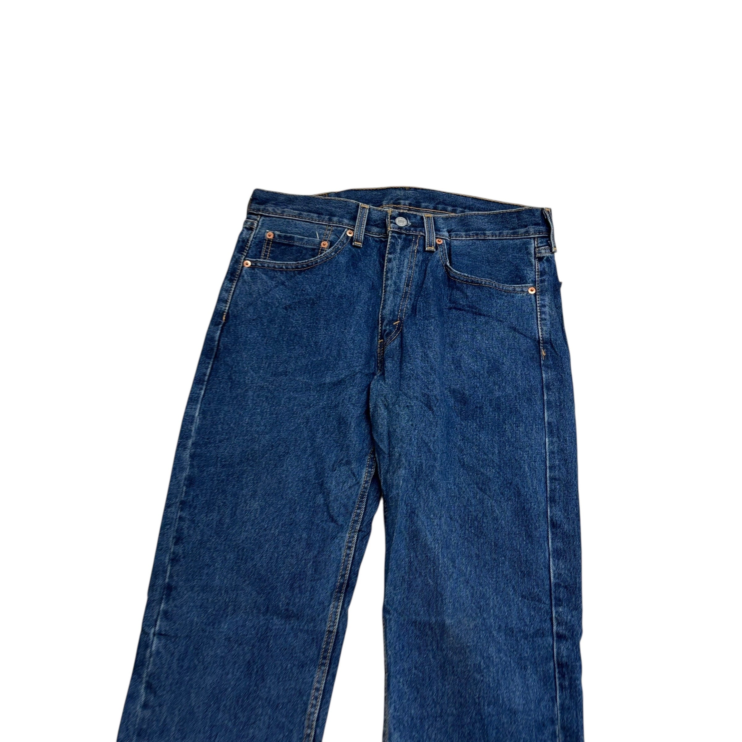 Levis 505 Jeans W33 L36 Mens Mid Blue Regular Straight Fit Denim (E)