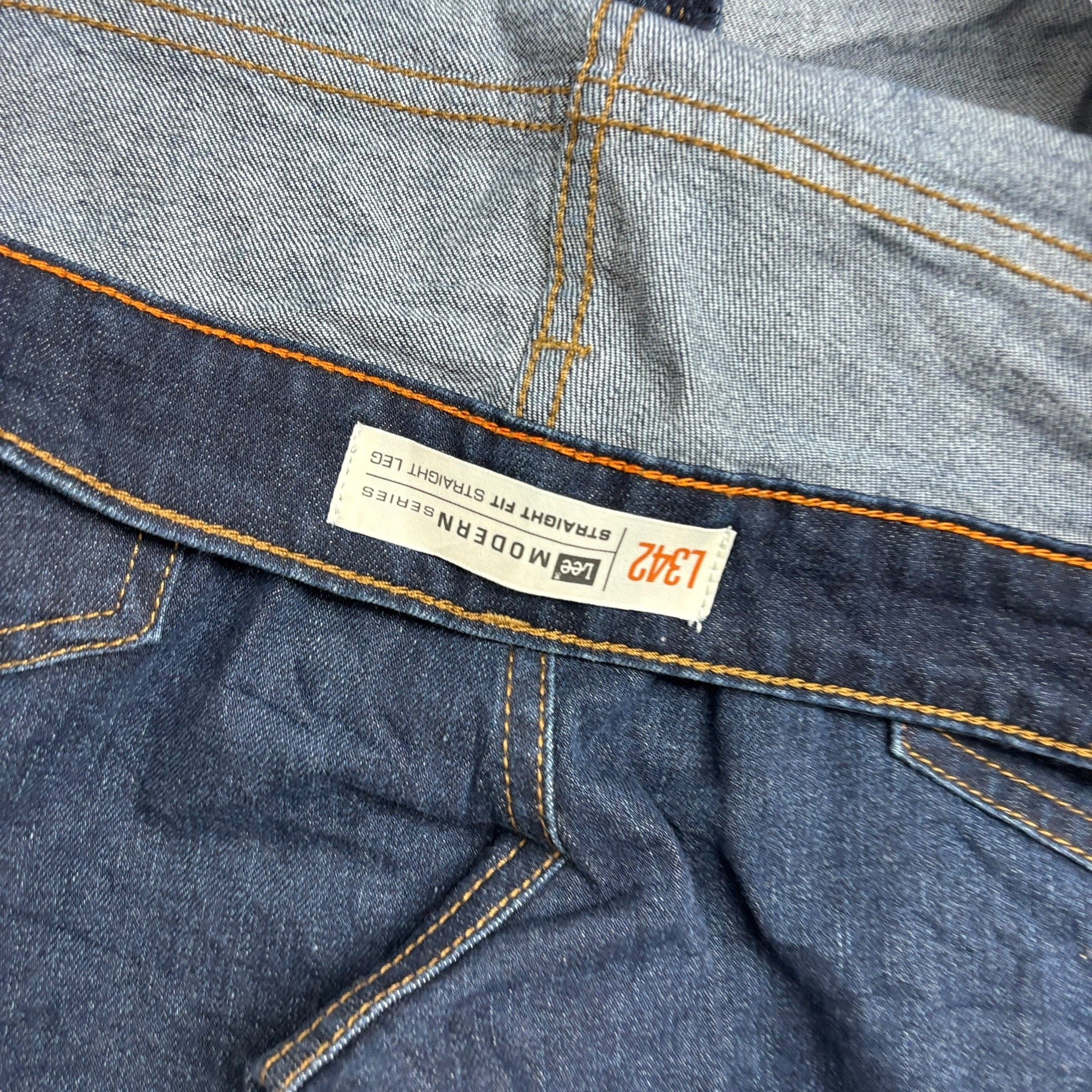 Lee Jeans W40 L32 Mens Dark Blue Regular Straight Fit Stretch Denim (E)