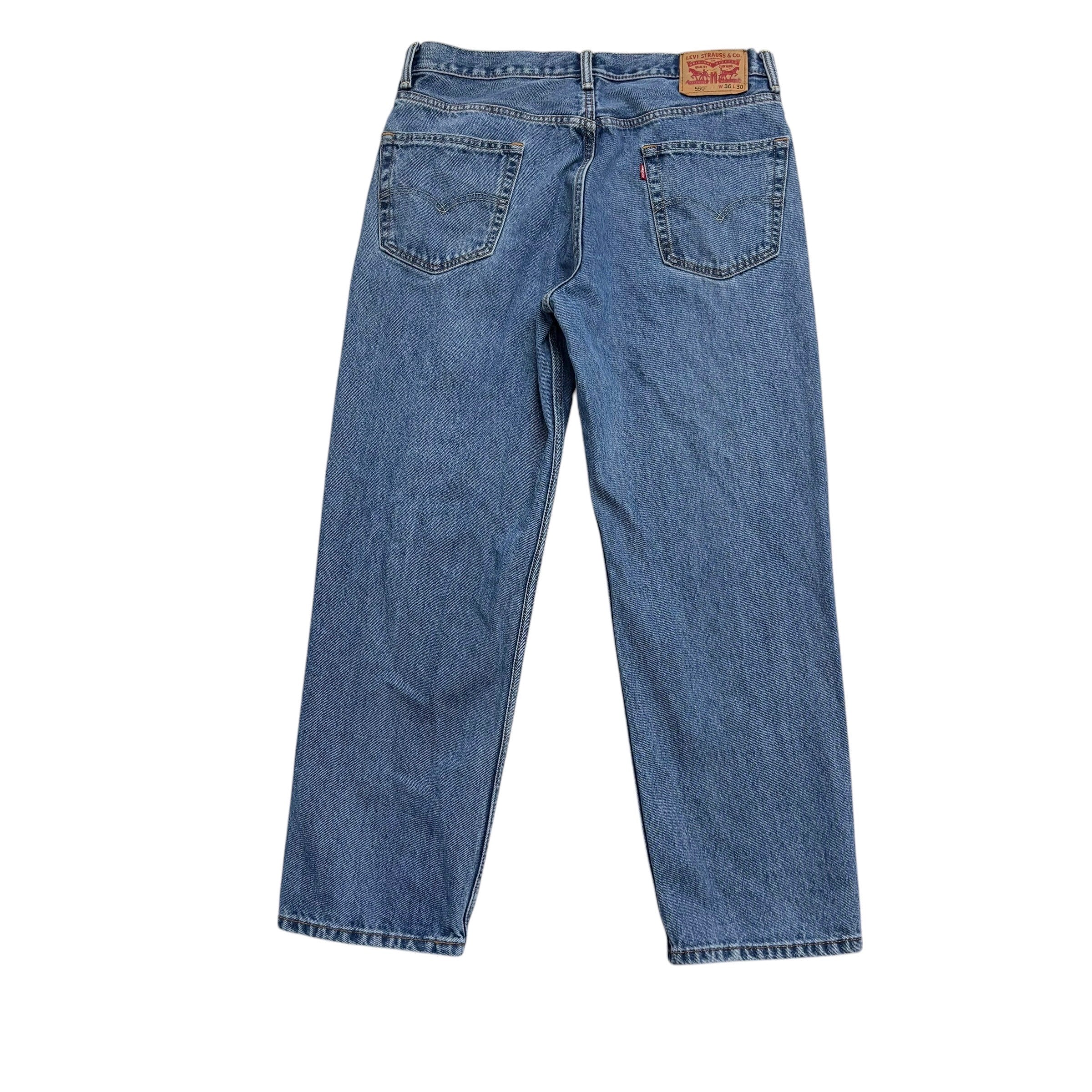 Levis 550 Jeans W36 L30 Mens Mid Blue Baggy Relaxed Straight Fit Denim (E)