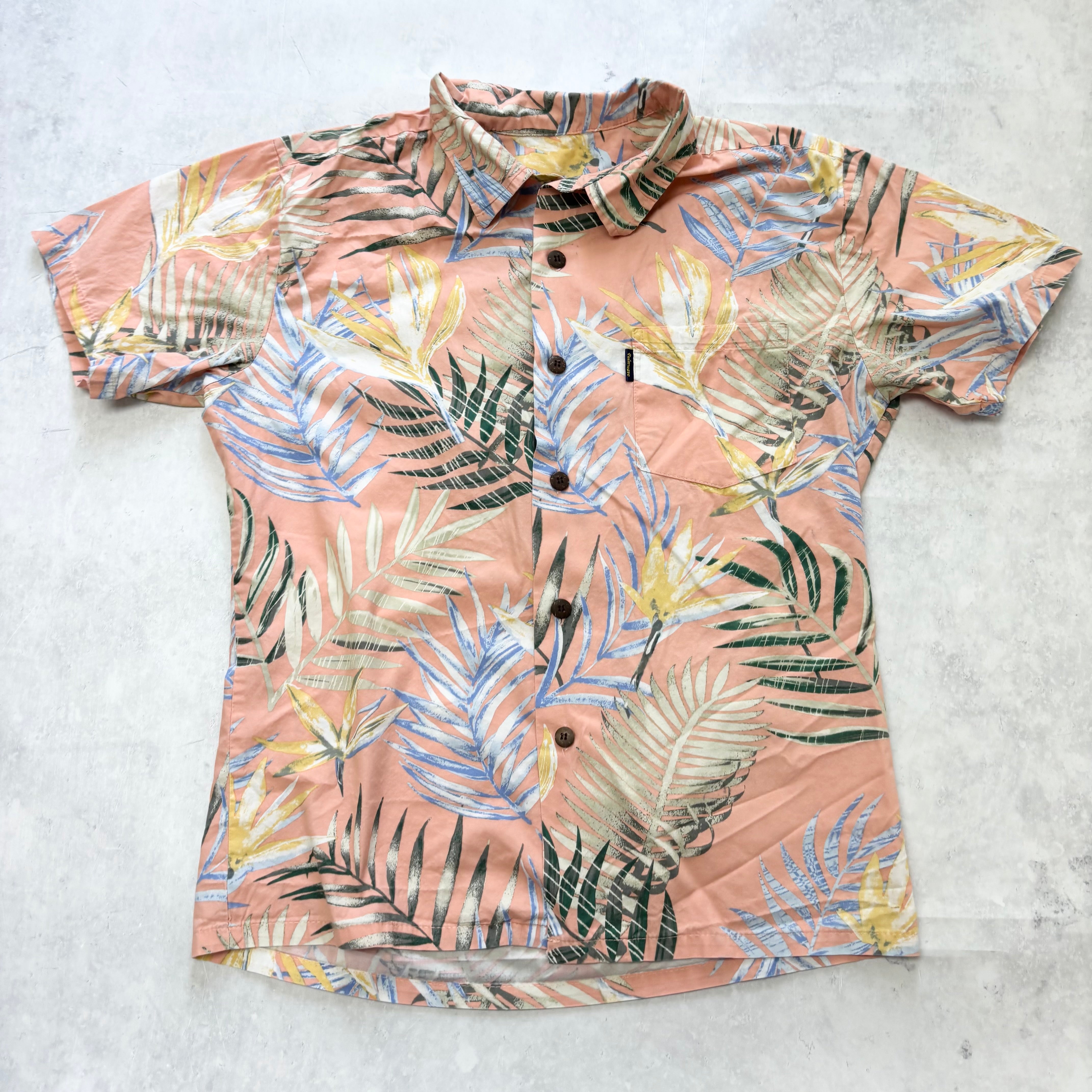Vintage Hawaiian Shirt Mens Small Pink Floral Aloha Short Sleeve (E)