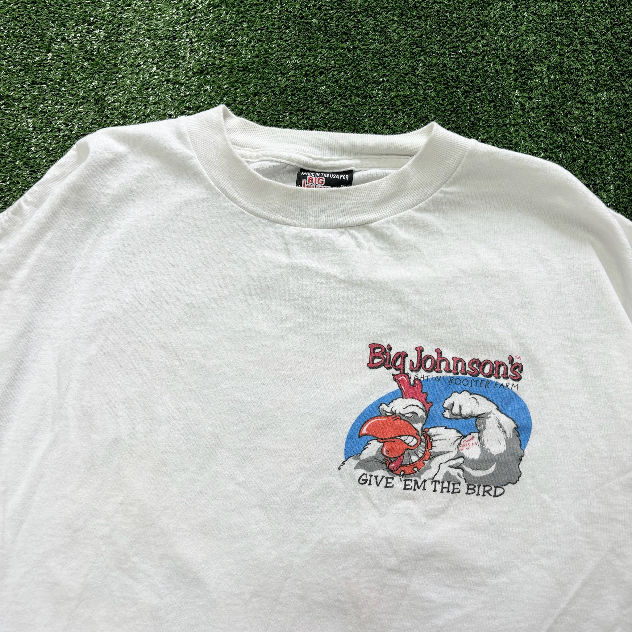 Vintage T Shirt Mens Large White Single Stitch Graphic Print 90s Big Johnson