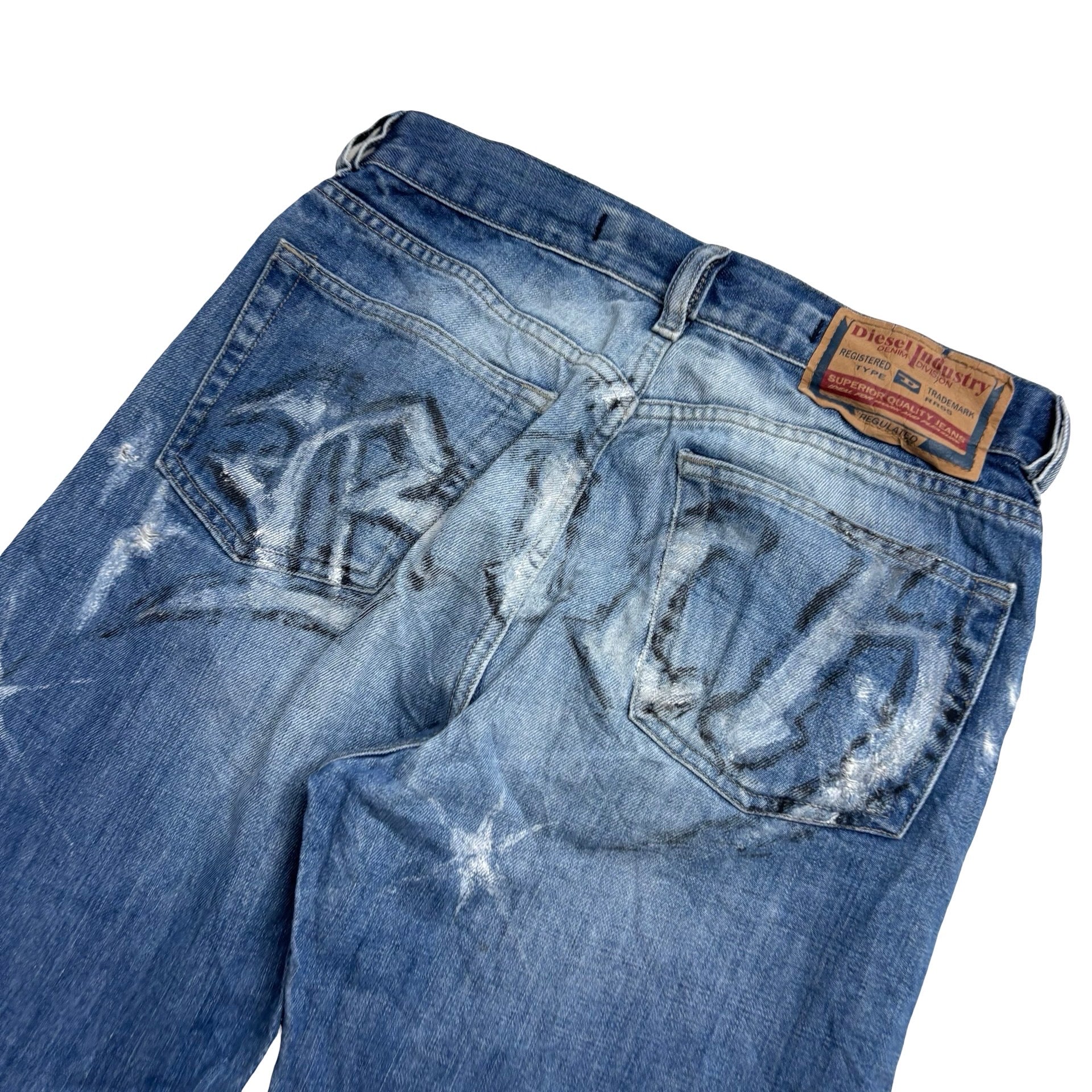 Vintage Diesel Jeans W30 L30 Mens Mid Blue Regular Straight Fit Y2K