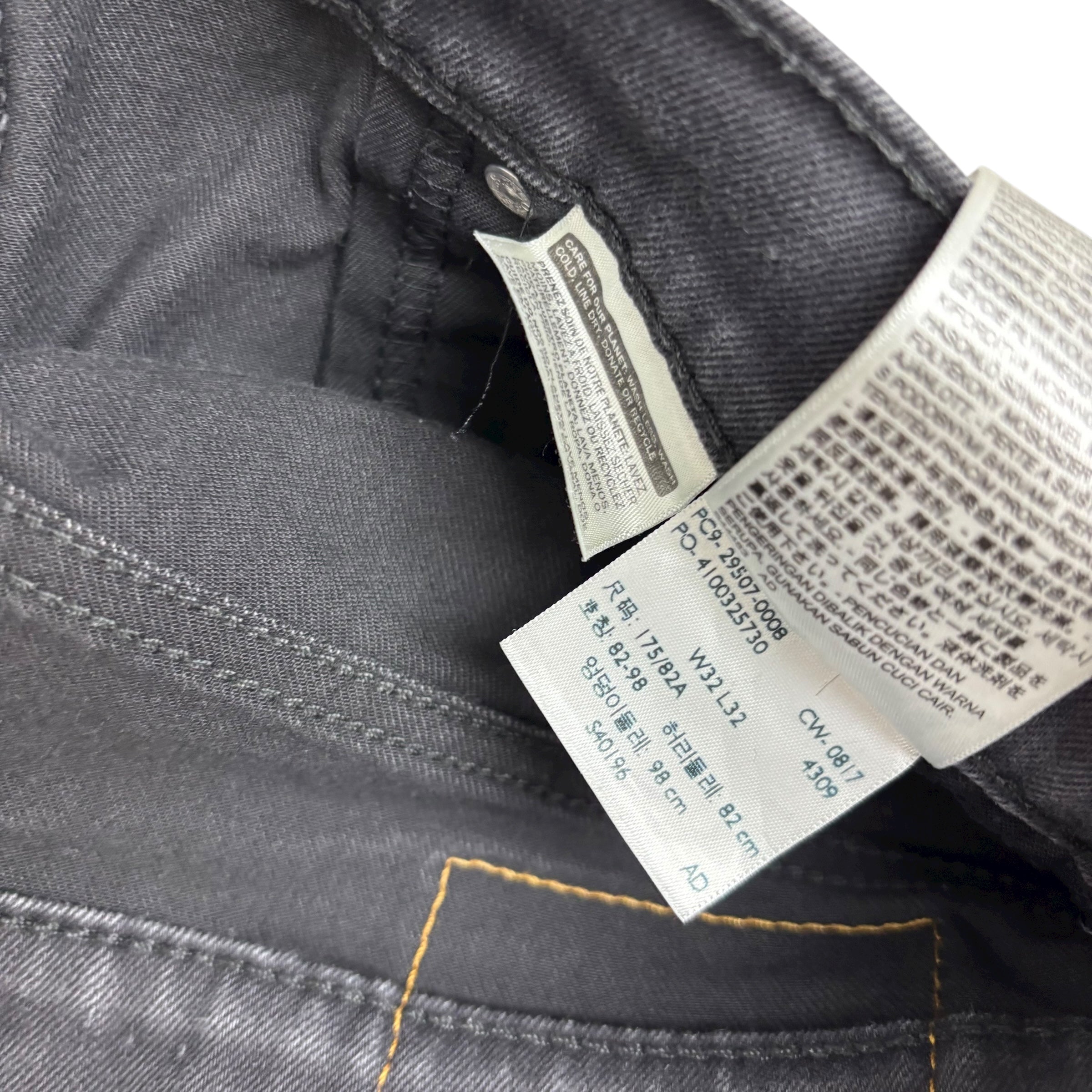 Levis 502 Jeans W32 L31 Mens Black Regular Tapered Fit Stretch Denim
