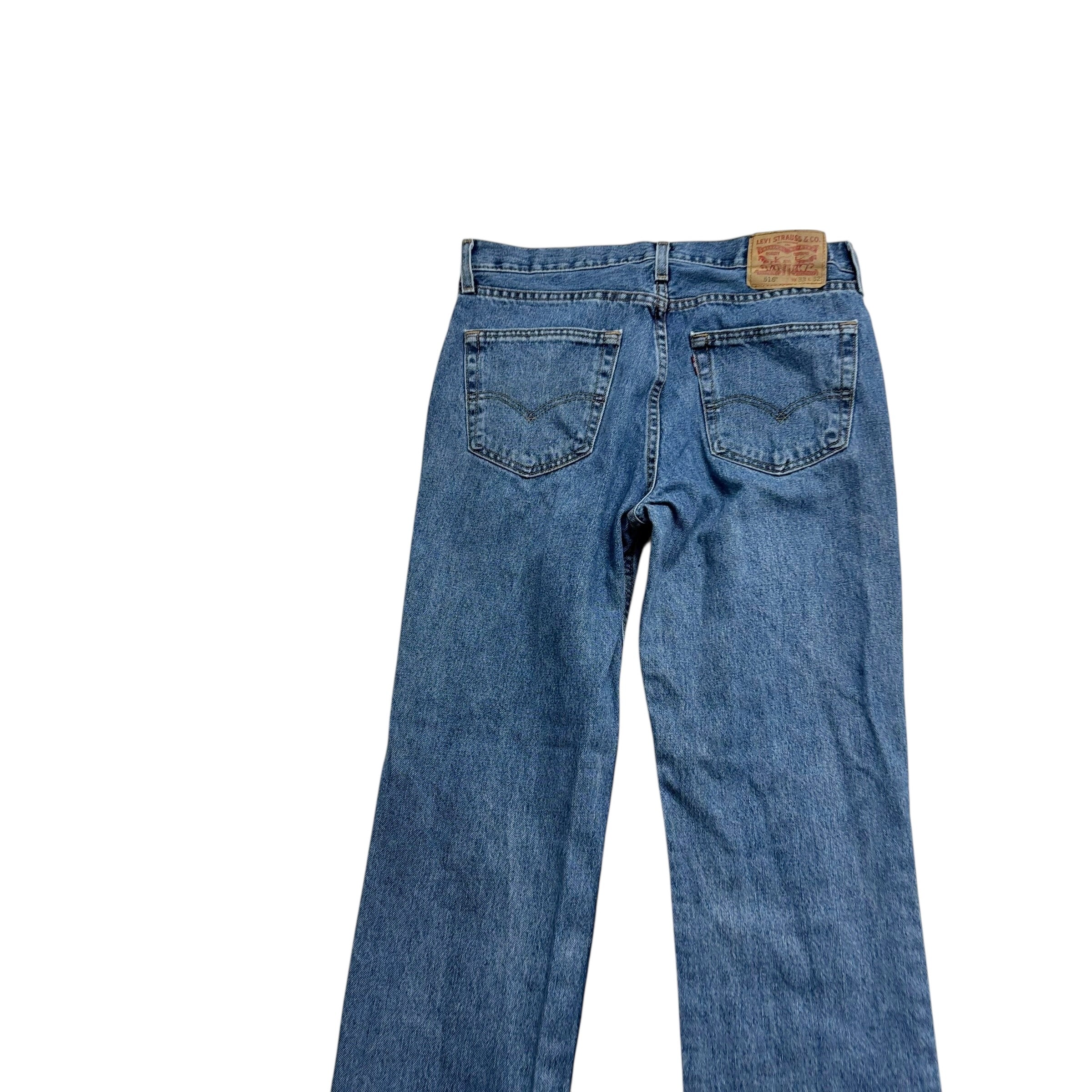 Levis 516 Jeans W33 L32 Mens Mid Blue Slim Straight Fit Denim