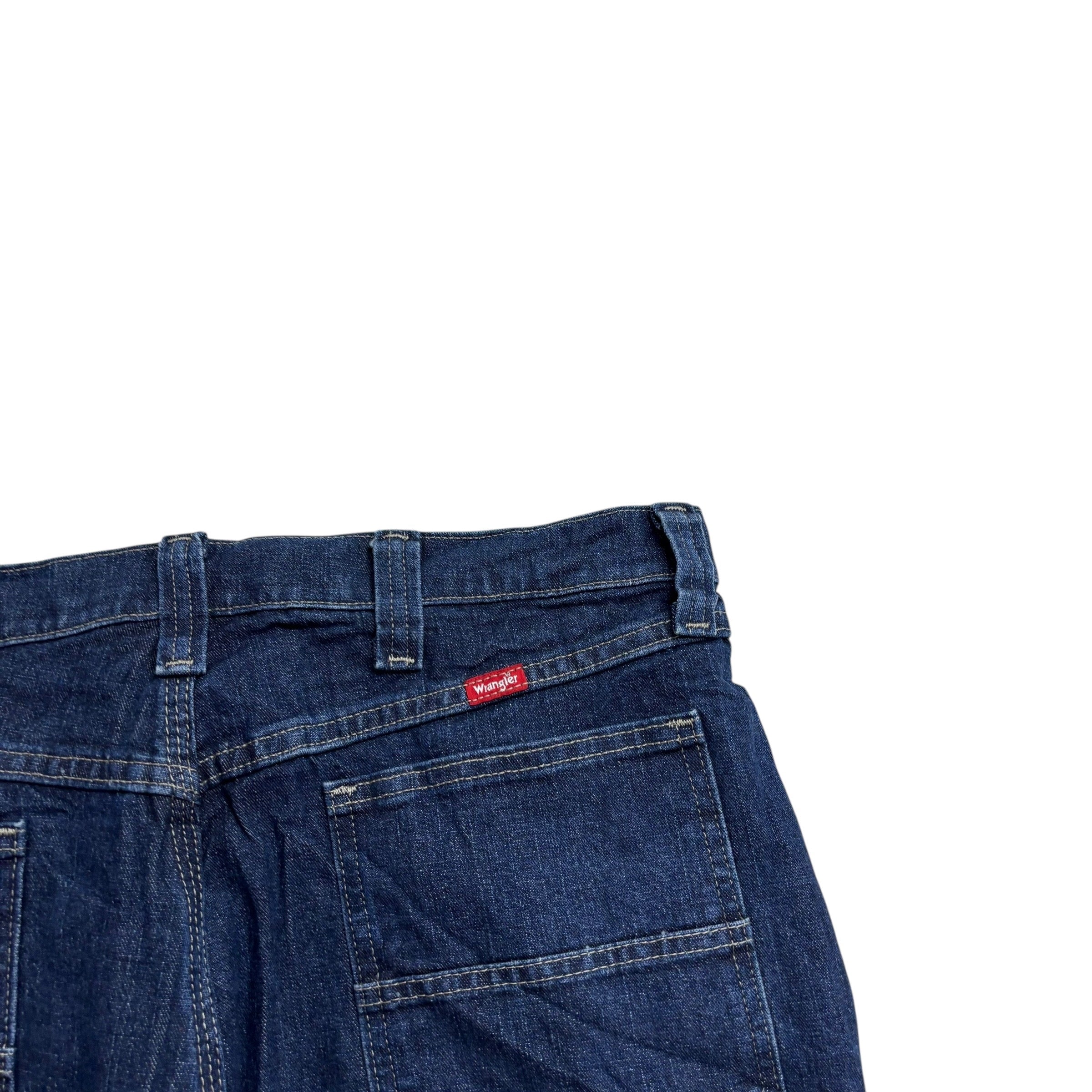 Wrangler Baggy Jorts W34 Mens Dark Blue Carpenter Denim Shorts Relax Stretch (E)