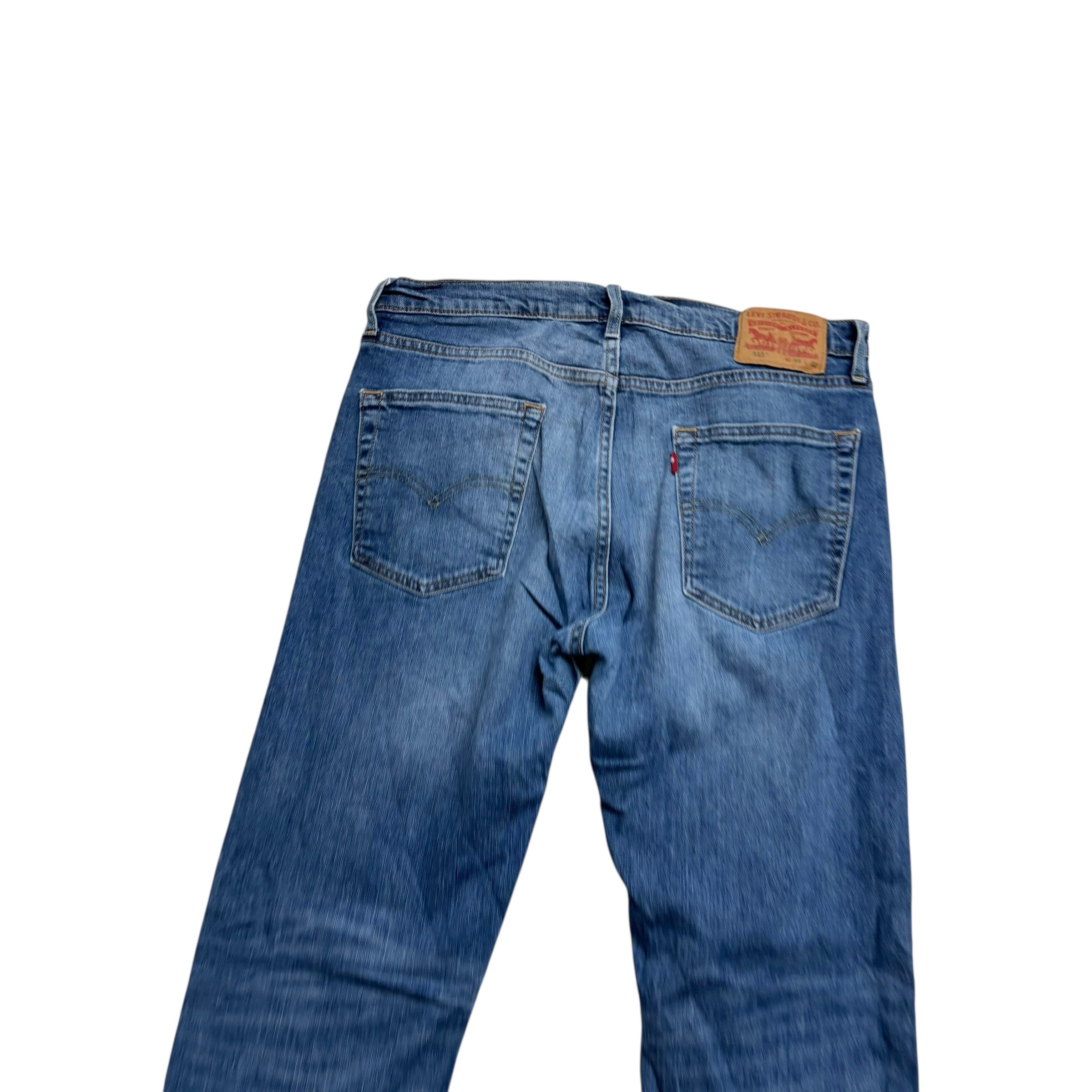 Levis 513 Jeans W34 L32 Mens Mid Blue Slim Straight Fit Stretch Denim (E)