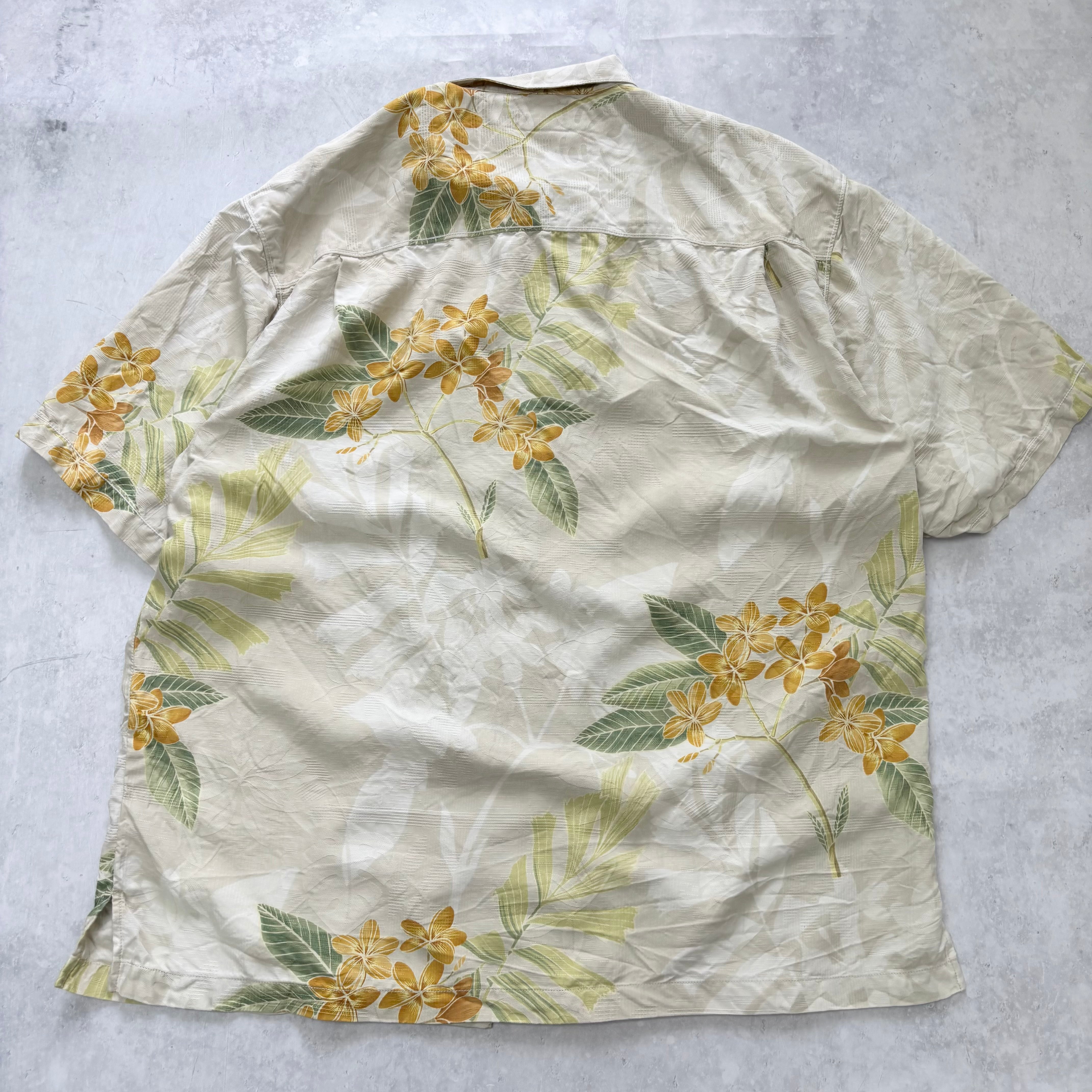 Vintage Hawaiian Shirt Mens XL Cream Floral Aloha Tommy Bahama Silk (E)
