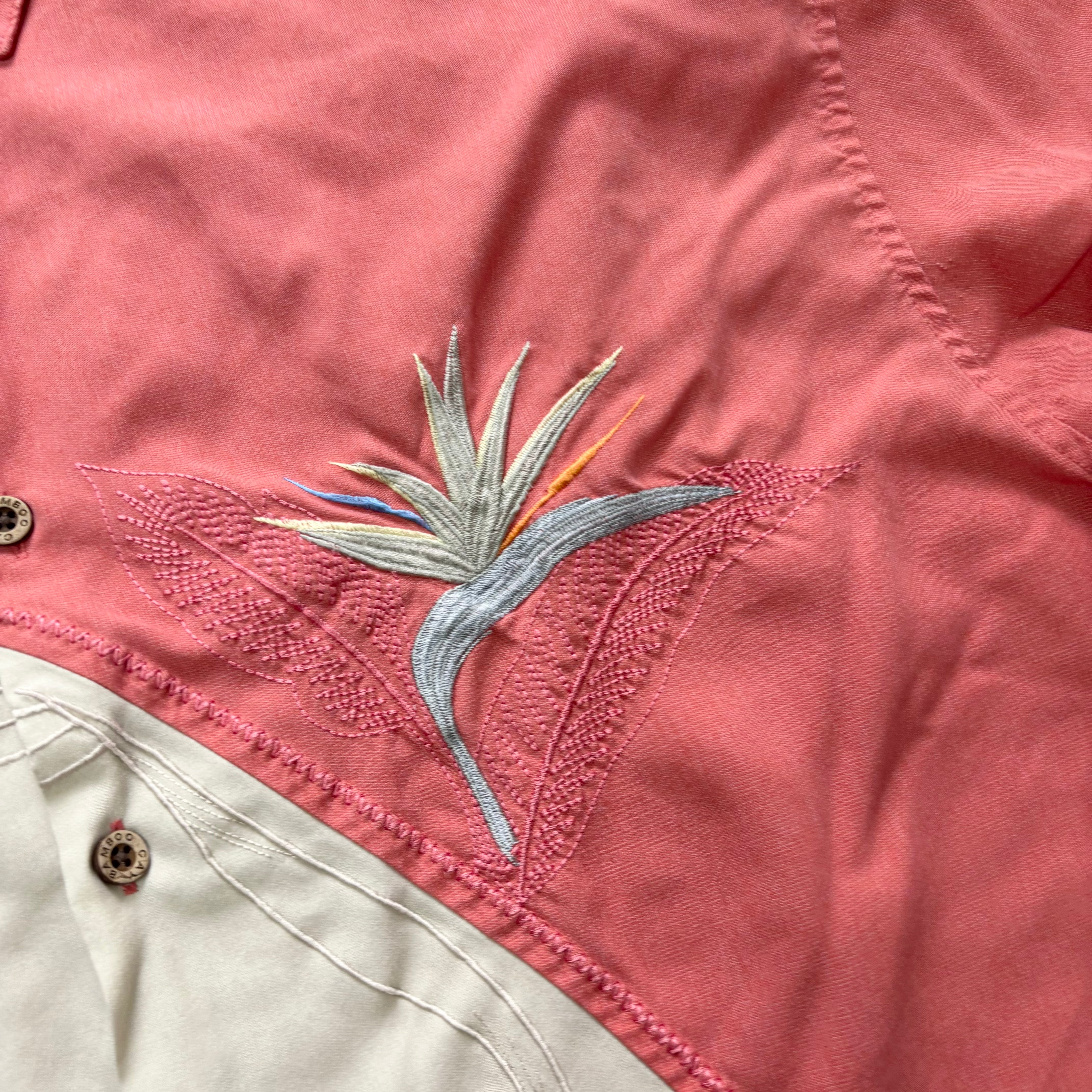 Vintage Hawaiian Shirt Mens XL Pink Floral Aloha Short Sleeve (E)